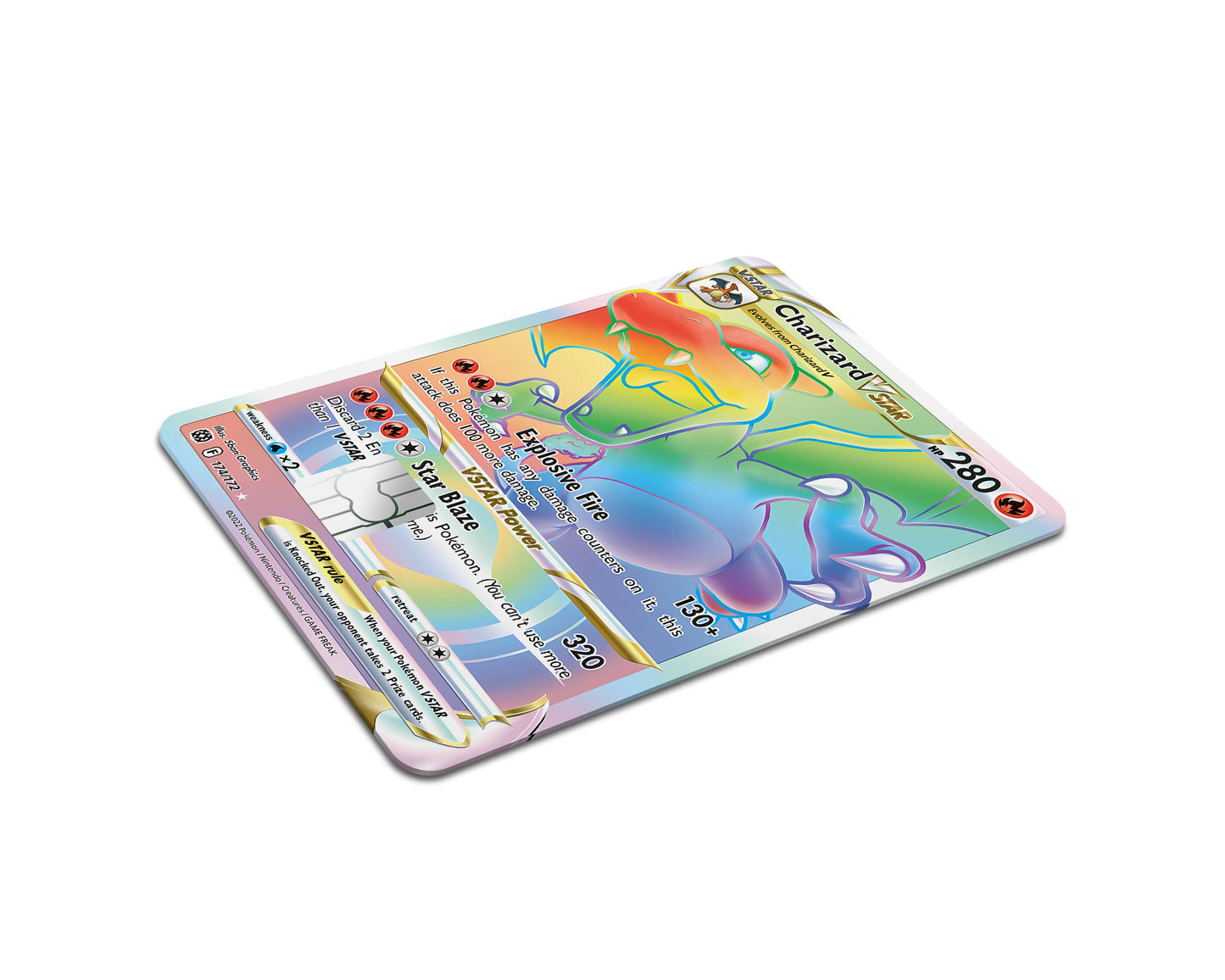 Anime Town Creations Credit Card Rainbow Mega Charizard Pokemon Card Full Skins - Anime Pokemon Credit Card Skin