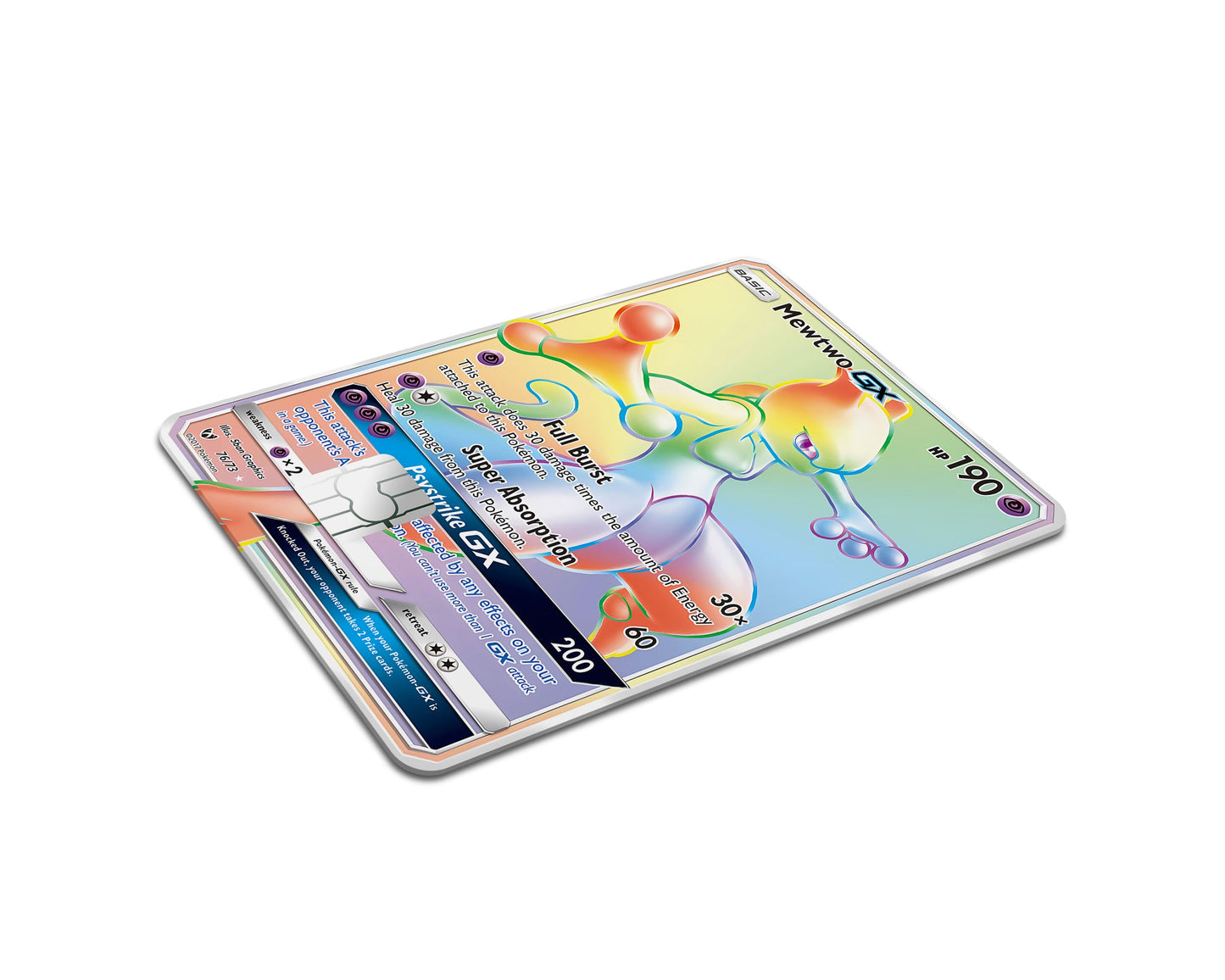 Anime Town Creations Credit Card Rainbow Mewtwo Pokemon Card Full Skins - Anime Pokemon Credit Card Skin