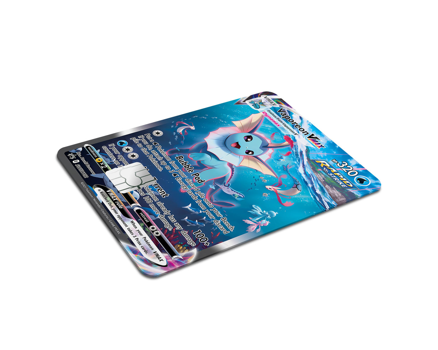 Anime Town Creations Credit Card Rare Vaporeon Pokemon Card Full Skins - Anime Pokemon Credit Card Skin