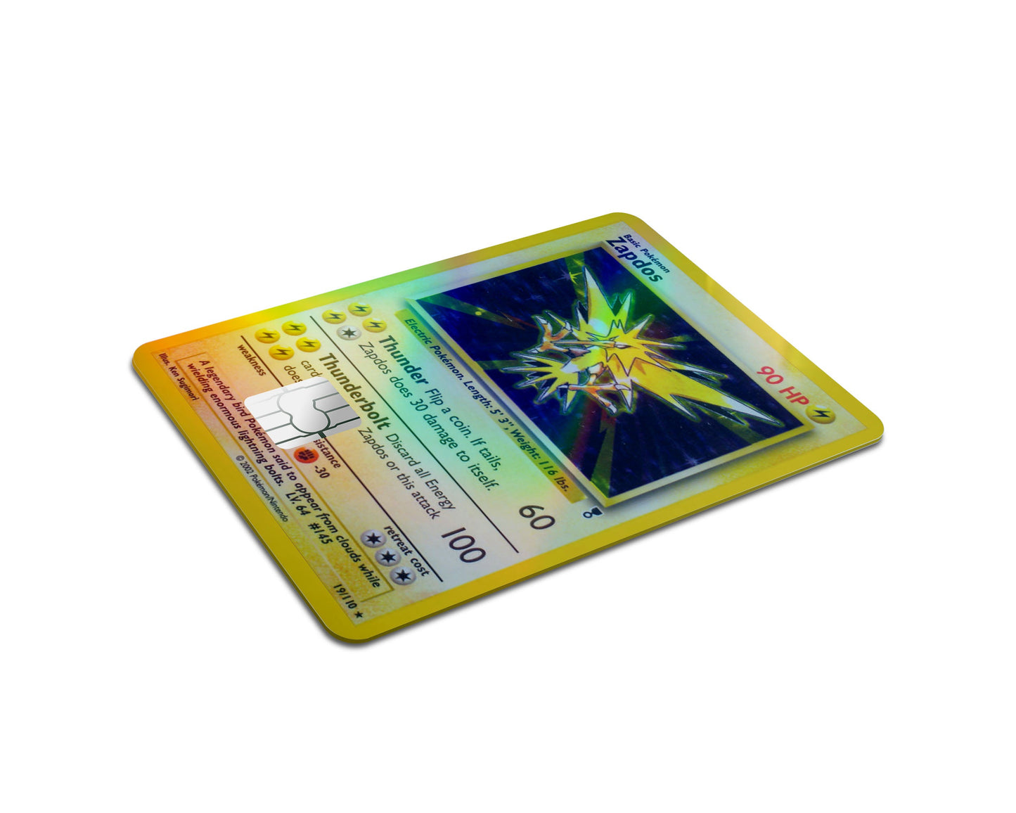 Anime Town Creations Holographic Credit Card Zapdos Pokemon Card Full Skins - Anime Pokemon Holographic Credit Card Skin