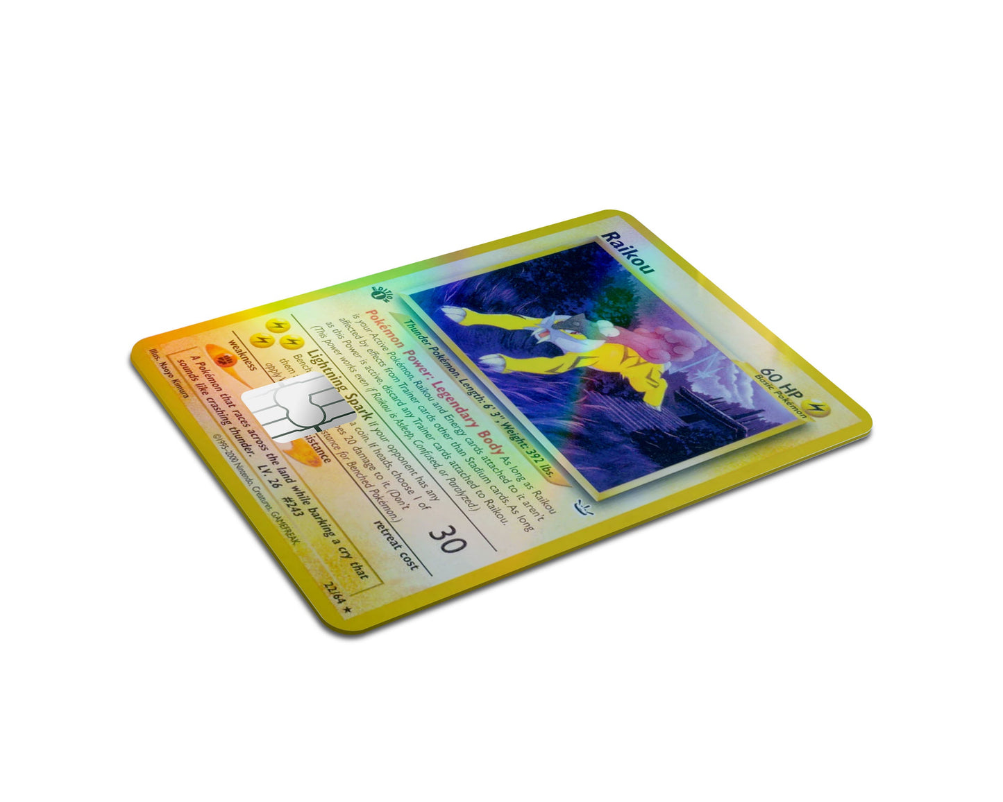 Anime Town Creations Holographic Credit Card Raikou Pokemon Card Full Skins - Anime Pokemon Holographic Credit Card Skin