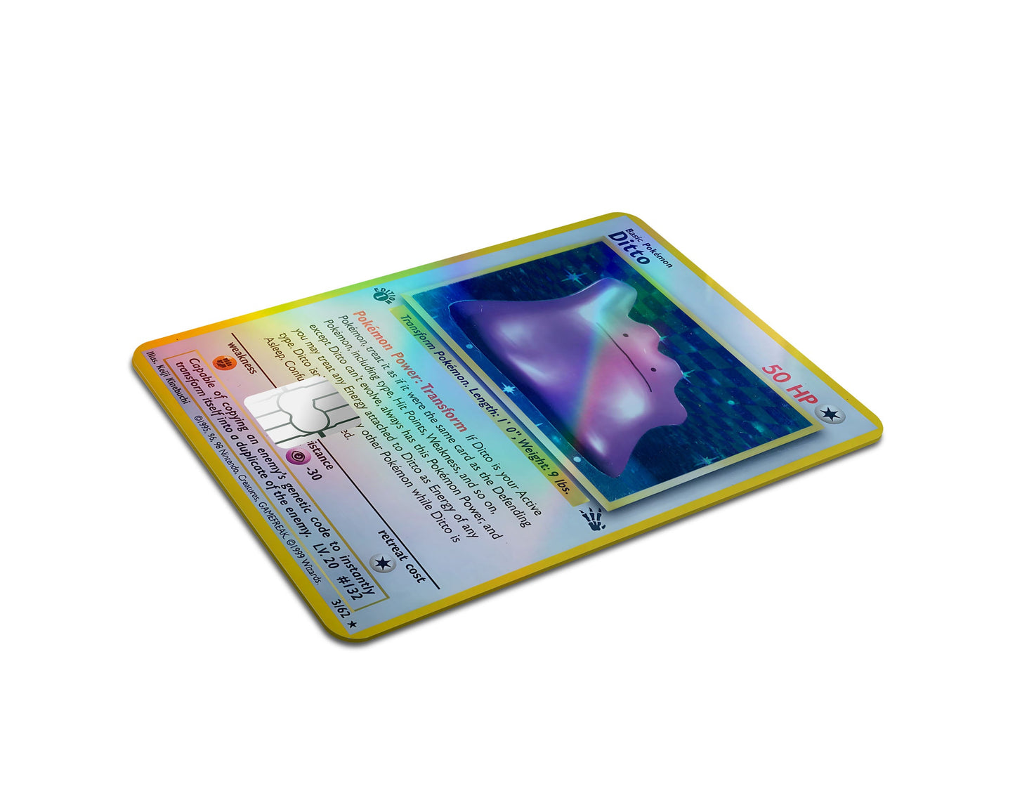 Anime Town Creations Holographic Credit Card Ditto Pokemon Card Full Skins - Anime Pokemon Holographic Credit Card Skin