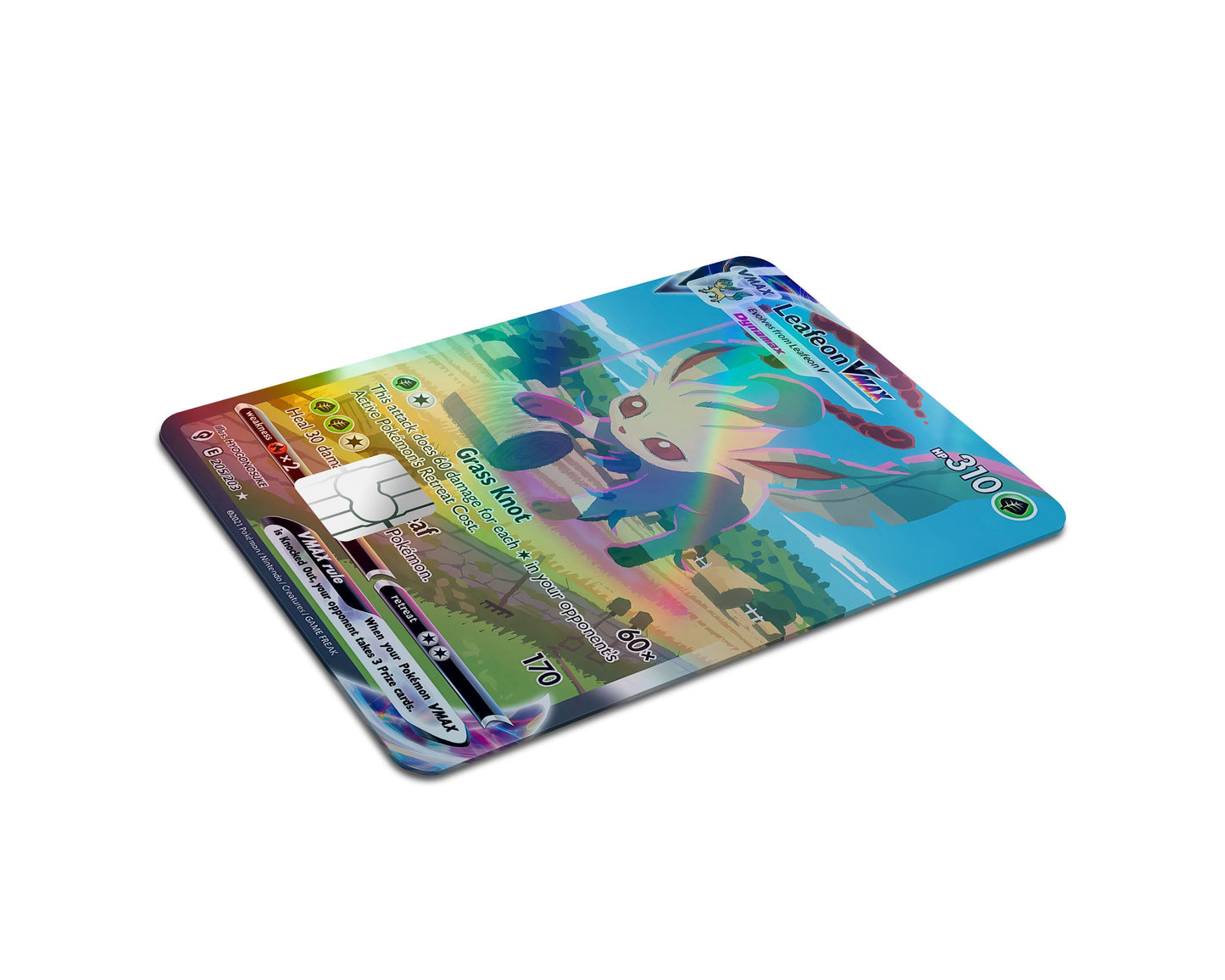 Anime Town Creations Holographic Credit Card Rare Leafeon Pokemon Card Full Skins - Anime Pokemon Holographic Credit Card Skin