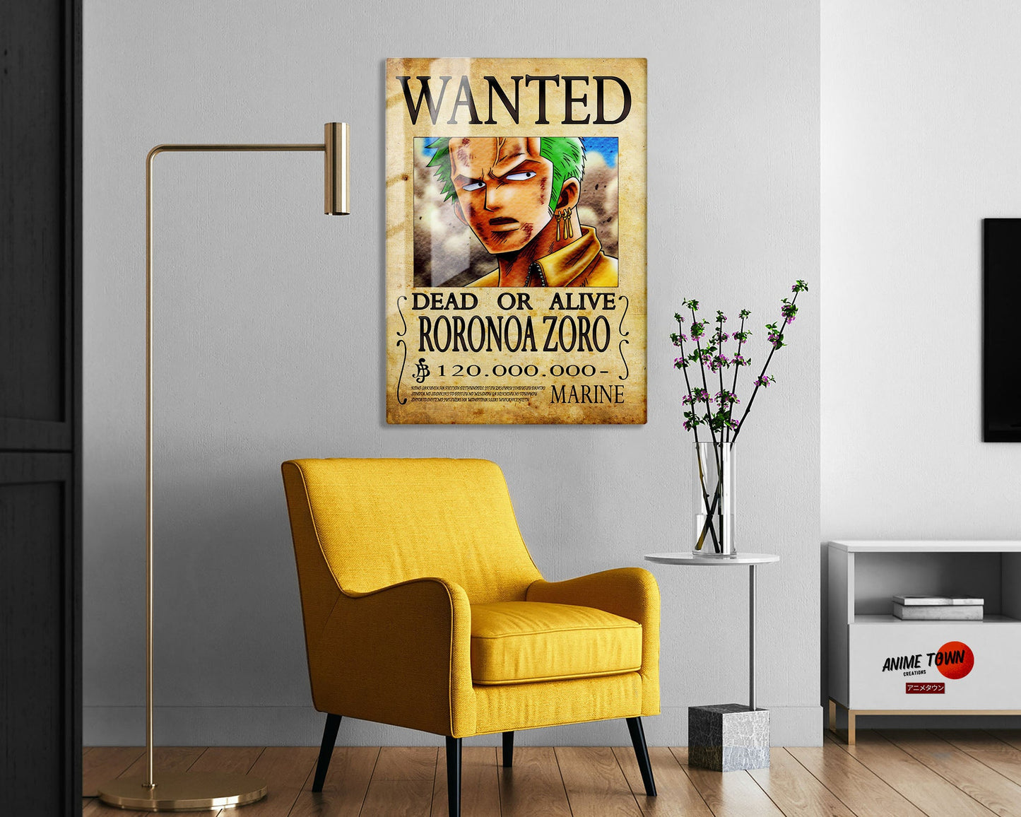 Anime Town Creations Metal Poster One Piece Zoro Wanted Poster 5" x 7" Home Goods - Anime One Piece Metal Poster