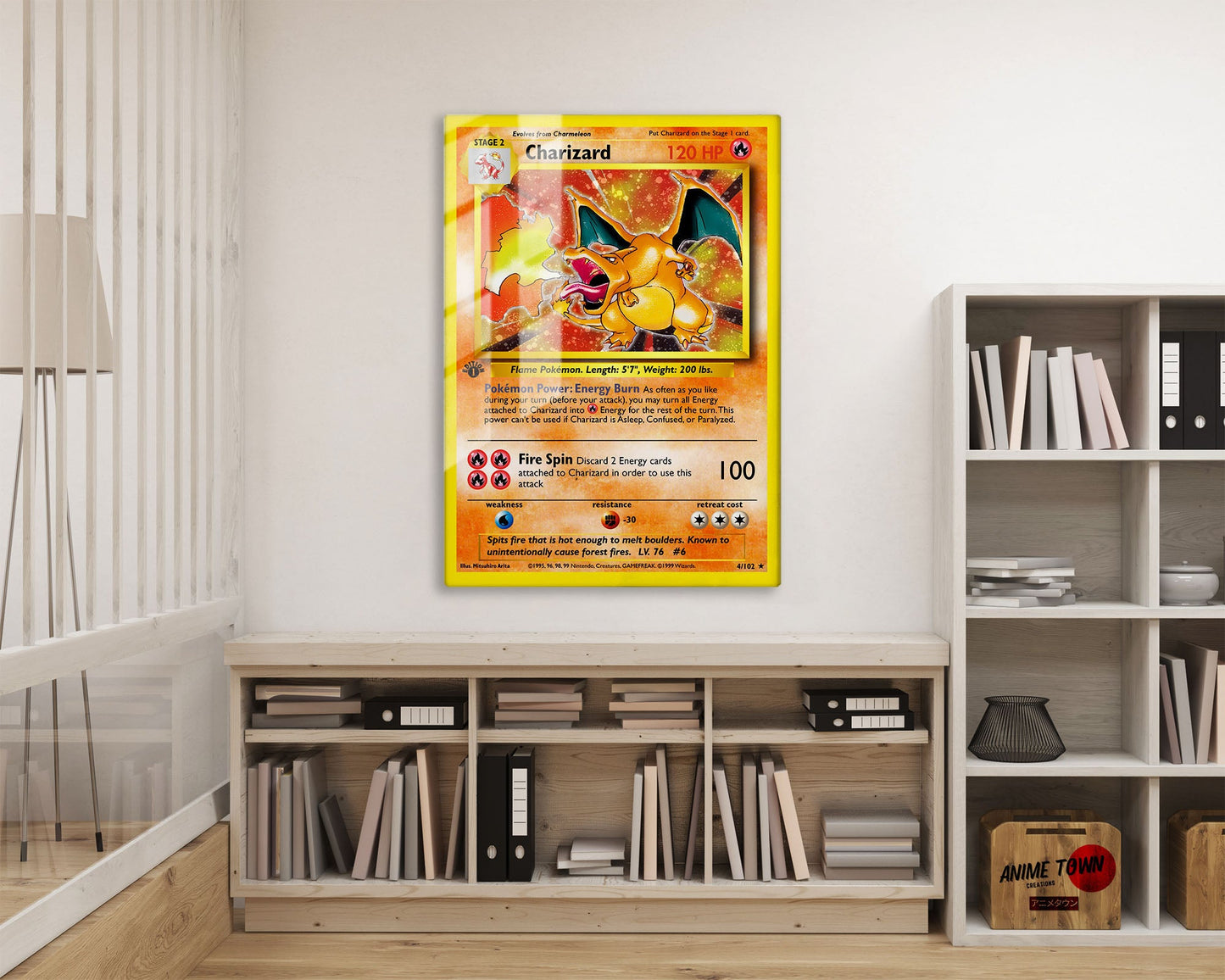 Anime Town Creations Metal Poster Pokemon Charizard Card 16" x 24" Home Goods - Anime Pokemon Metal Poster