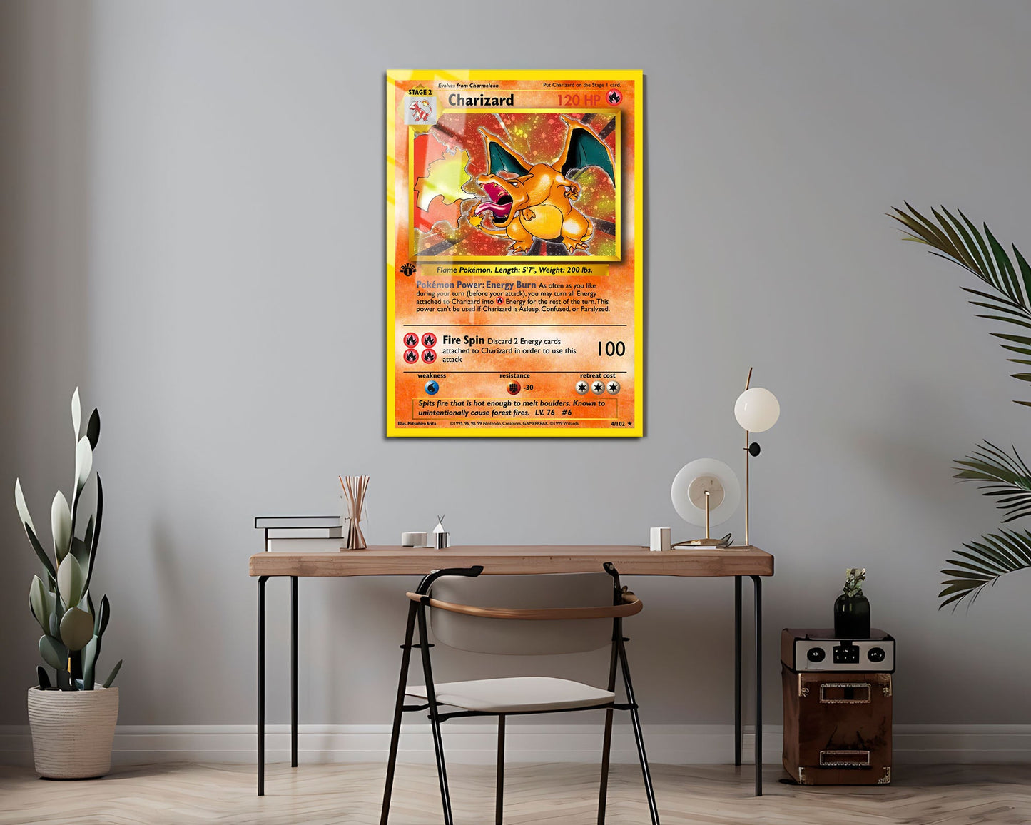 Anime Town Creations Metal Poster Pokemon Charizard Card 16" x 24" Home Goods - Anime Pokemon Metal Poster