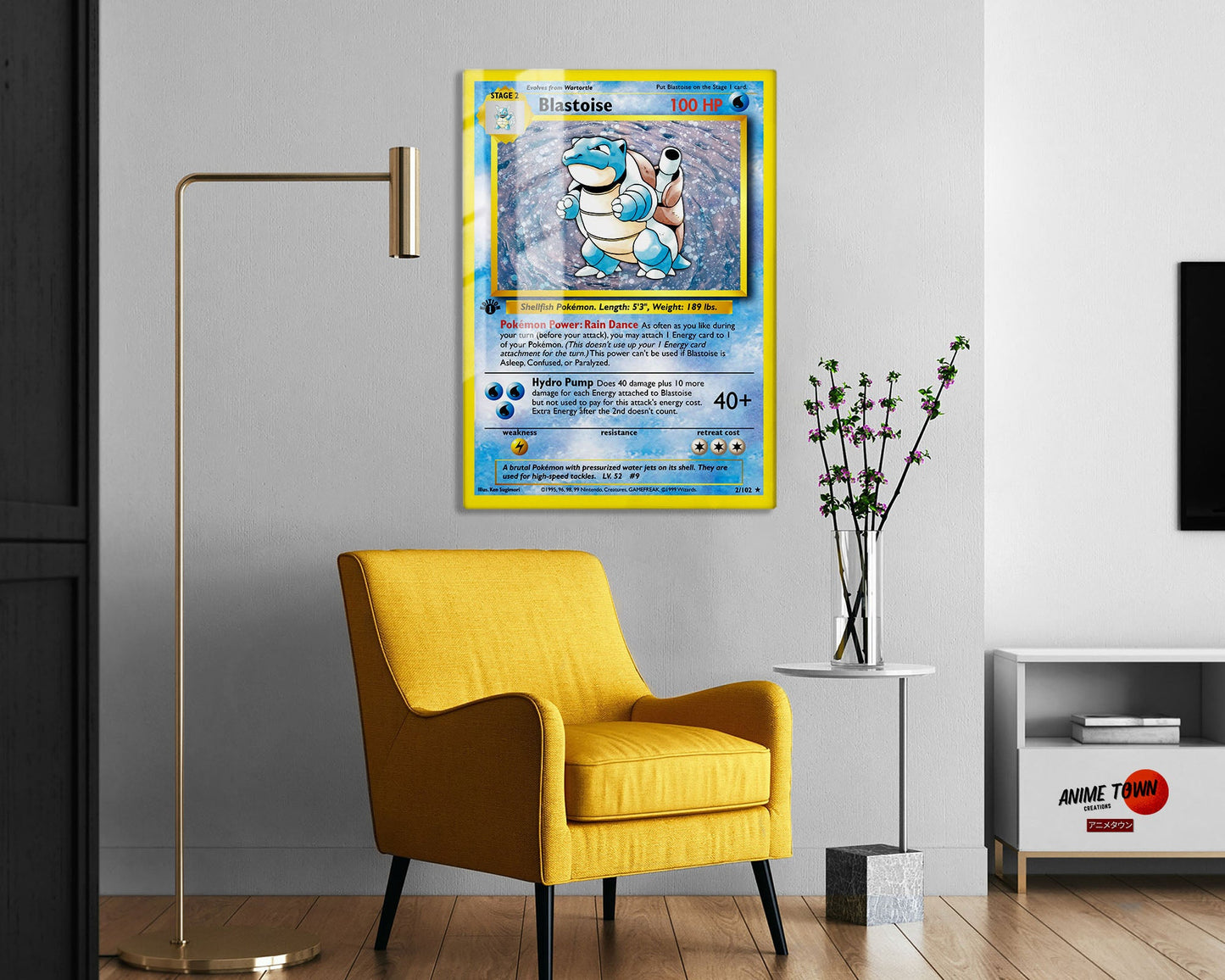 Anime Town Creations Metal Poster Pokemon Blastoise Card 5" x 7" Home Goods - Anime Pokemon Metal Poster