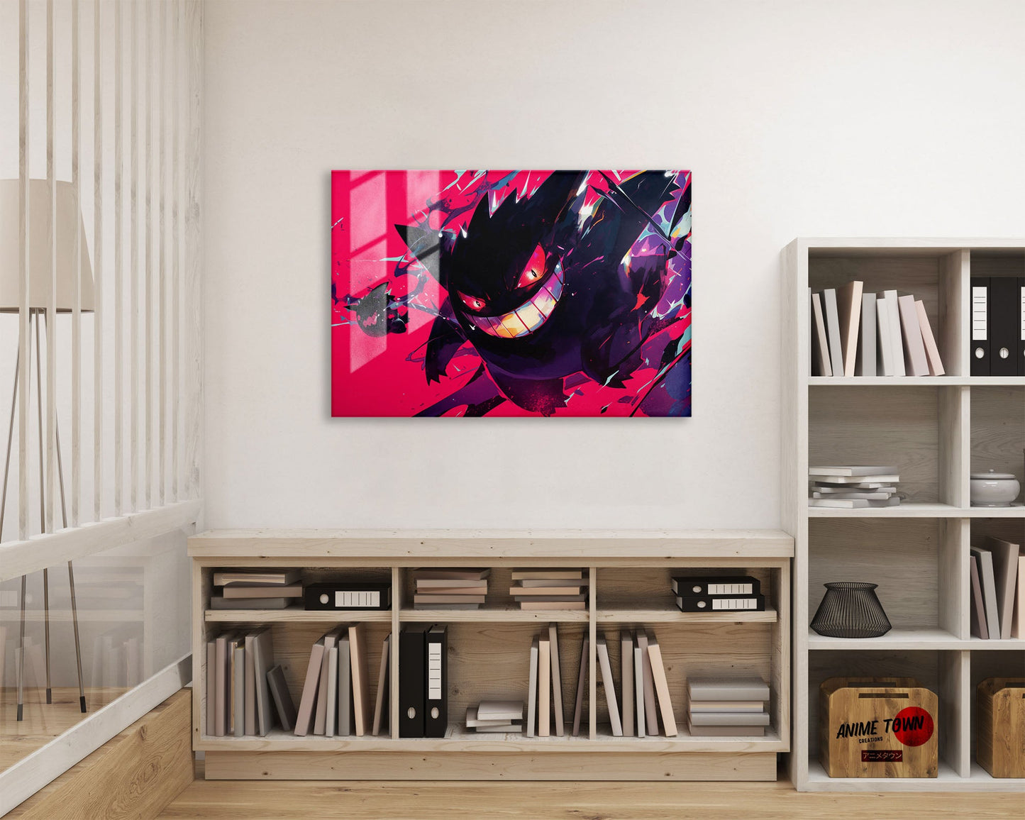 Anime Town Creations Metal Poster Landscape Pokemon Gengar Flames 24" x 16" Home Goods - Anime Pokemon Metal Poster