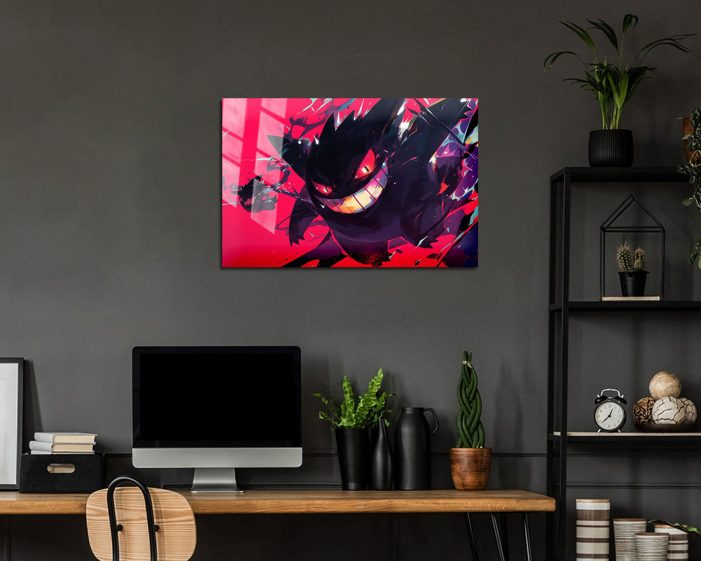 Anime Town Creations Metal Poster Landscape Pokemon Gengar Flames 24" x 16" Home Goods - Anime Pokemon Metal Poster