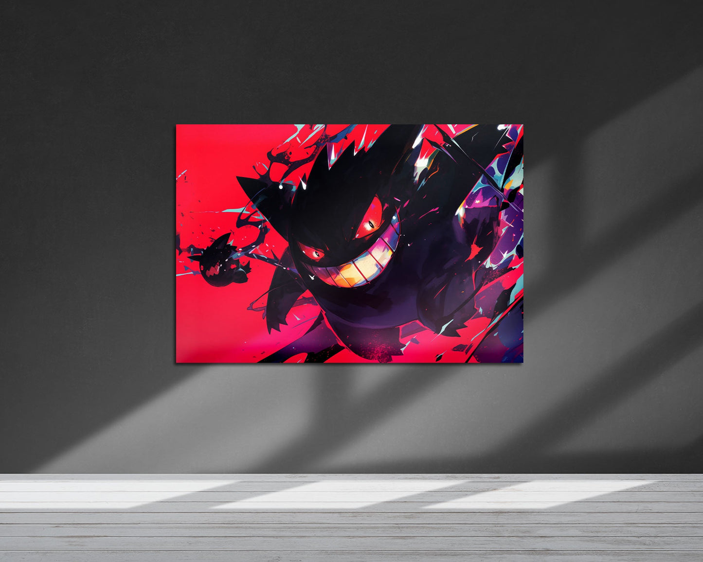 Anime Town Creations Metal Poster Landscape Pokemon Gengar Flames 36" x 24" Home Goods - Anime Pokemon Metal Poster