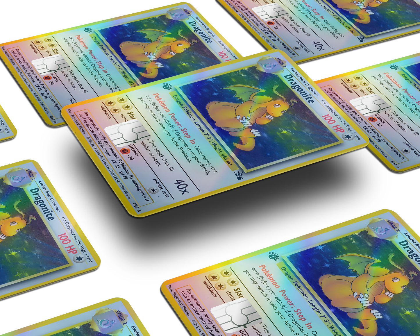 Dragonite Pokemon Card Holographic Credit Card Skin