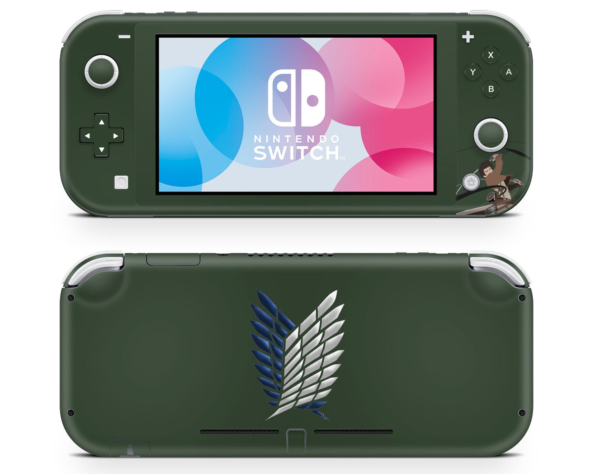 Nintendo Nintendo Switch Lite Attack On Titan Survey Corps Green Minimalistic Vinyl +Tempered Glass Skin Sticker - Anime Vinyl