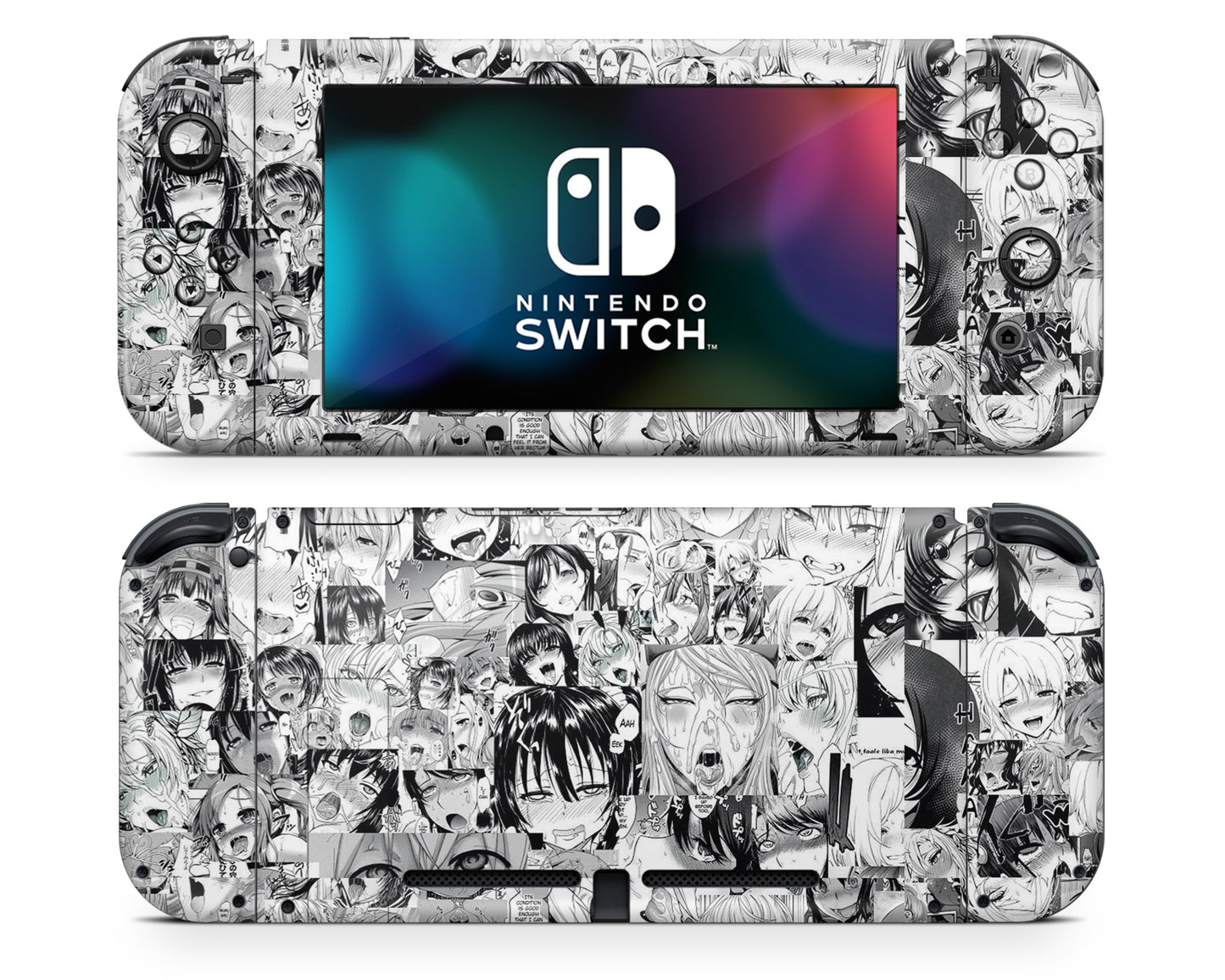 Nintendo Nintendo Switch Ahegao Manga Vinyl +Tempered Glass Skin Sticker - Anime Vinyl