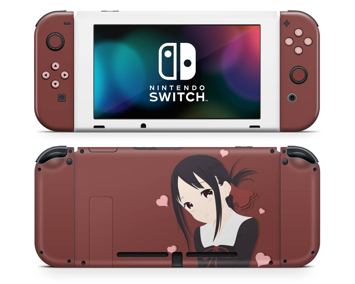 Anime Town Creations Nintendo Switch Love Is War Kaguya-sama Red Vinyl +Tempered Glass Skins - Anime Love is war Switch Skin