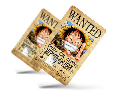 Anime Town Creations Credit Card One Piece Luffy Wanted Poster Full Skins - Anime One Piece Skin
