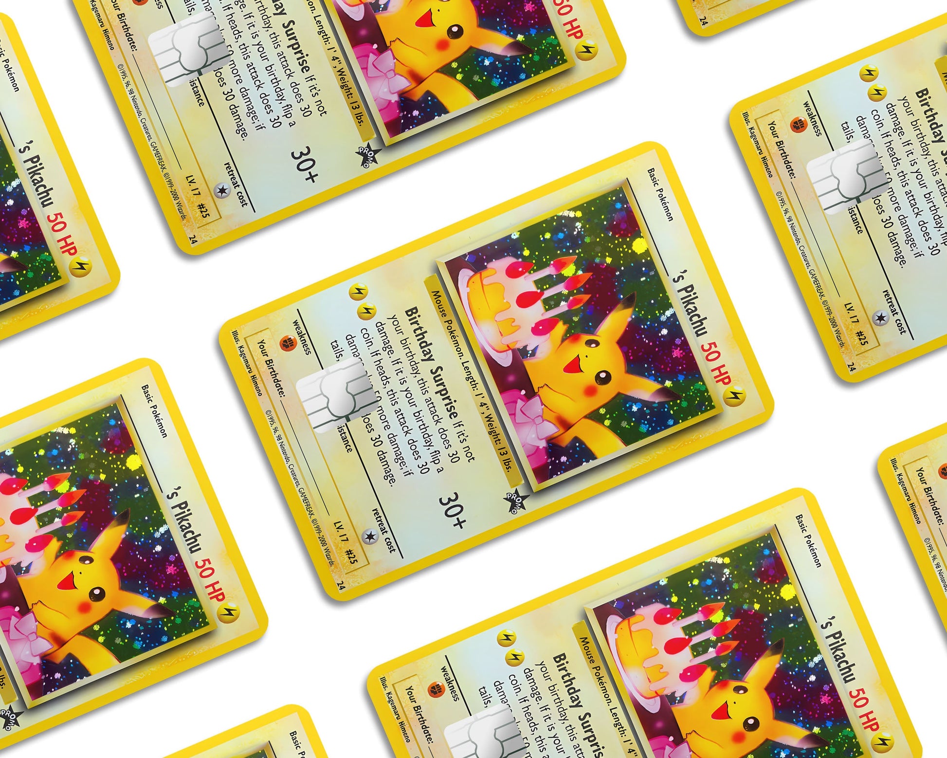 Anime Town Creations Credit Card Birthday Pikachu Pokemon Card Window Skins - Anime Pokemon Credit Card Skin