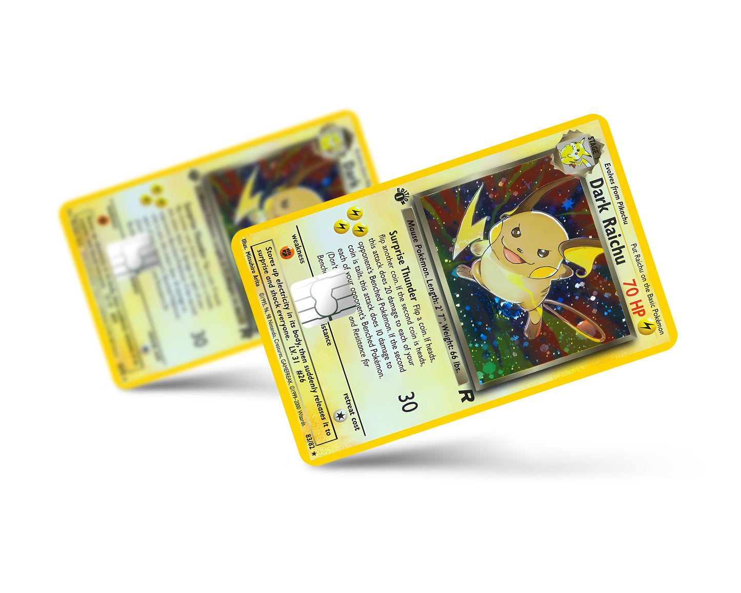 Anime Town Creations Credit Card Dark Raichu Pokemon Card Full Skins - Anime Pokemon Credit Card Skin