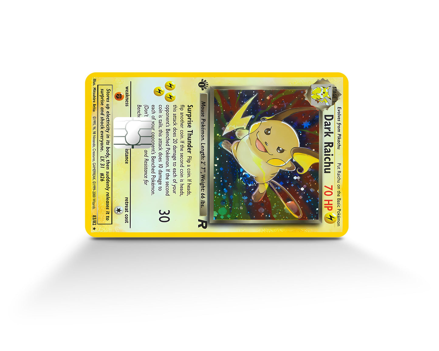 Anime Town Creations Credit Card Dark Raichu Pokemon Card Full Skins - Anime Pokemon Credit Card Skin