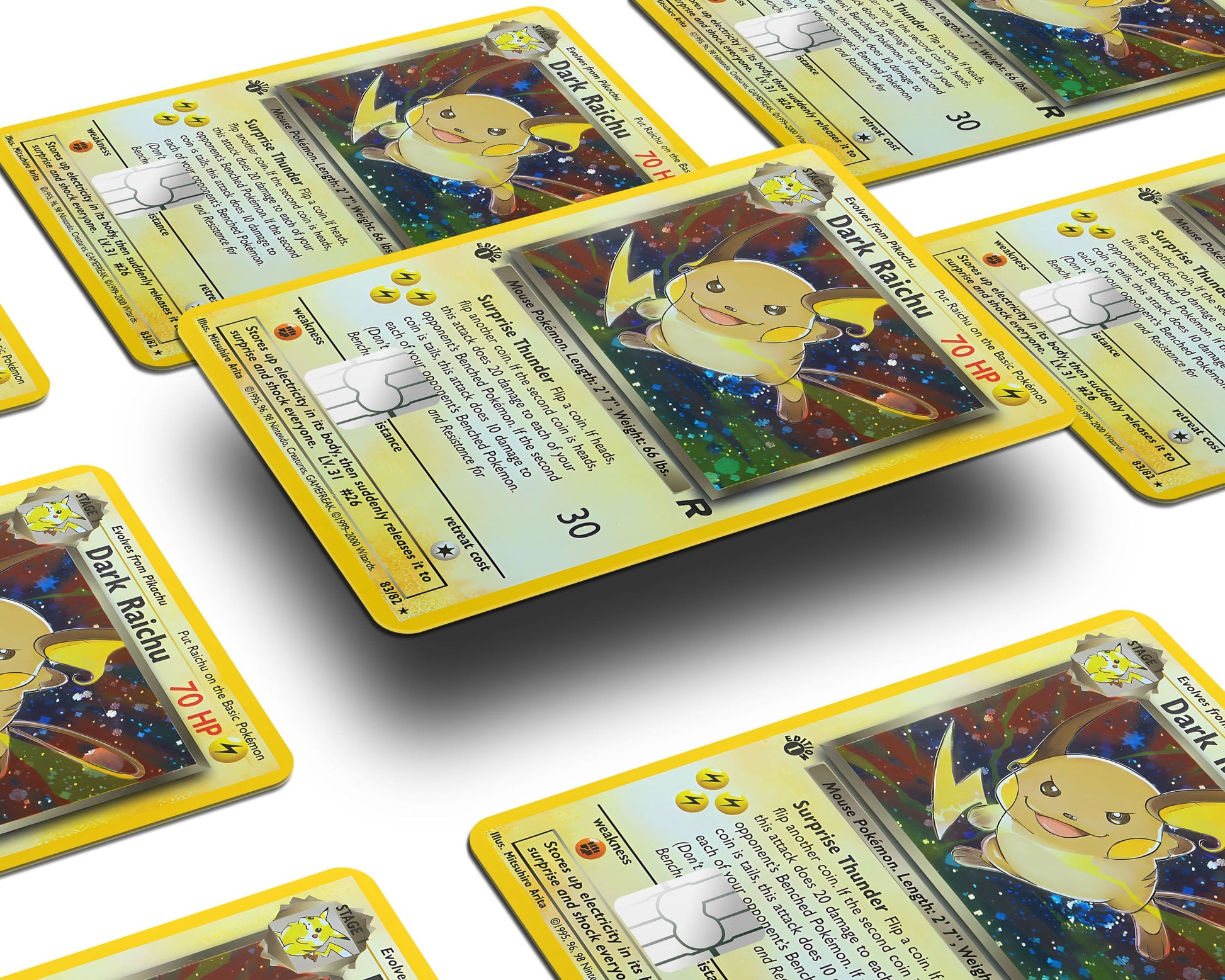 Anime Town Creations Credit Card Dark Raichu Pokemon Card Window Skins - Anime Pokemon Credit Card Skin