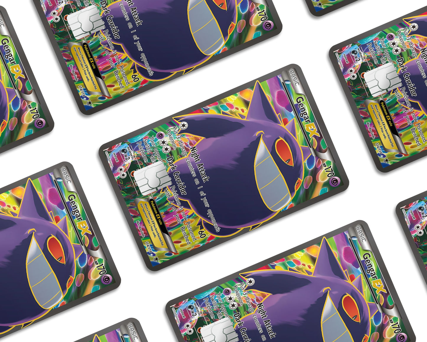 Anime Town Creations Credit Card Gengar EX Pokemon Card Window Skins - Anime Pokemon Credit Card Skin