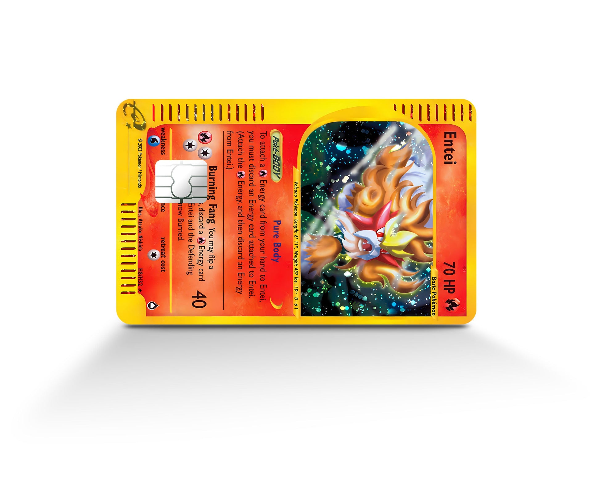 Anime Town Creations Credit Card Legendary Entei Pokemon Card Full Skins - Anime Pokemon Credit Card Skin