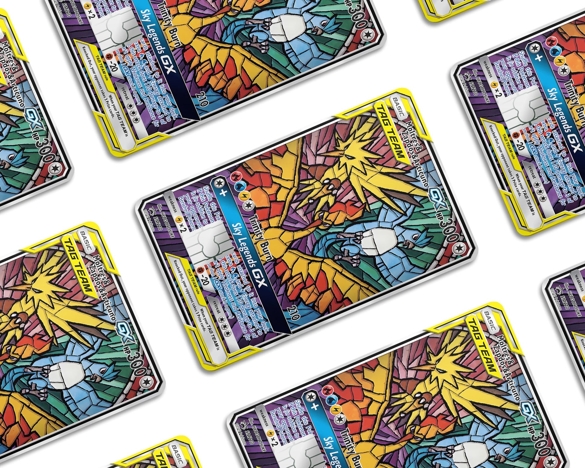 Anime Town Creations Credit Card Legendary Moltres Zapdos Articuno Pokemon Card Window Skins - Anime Pokemon Credit Card Skin