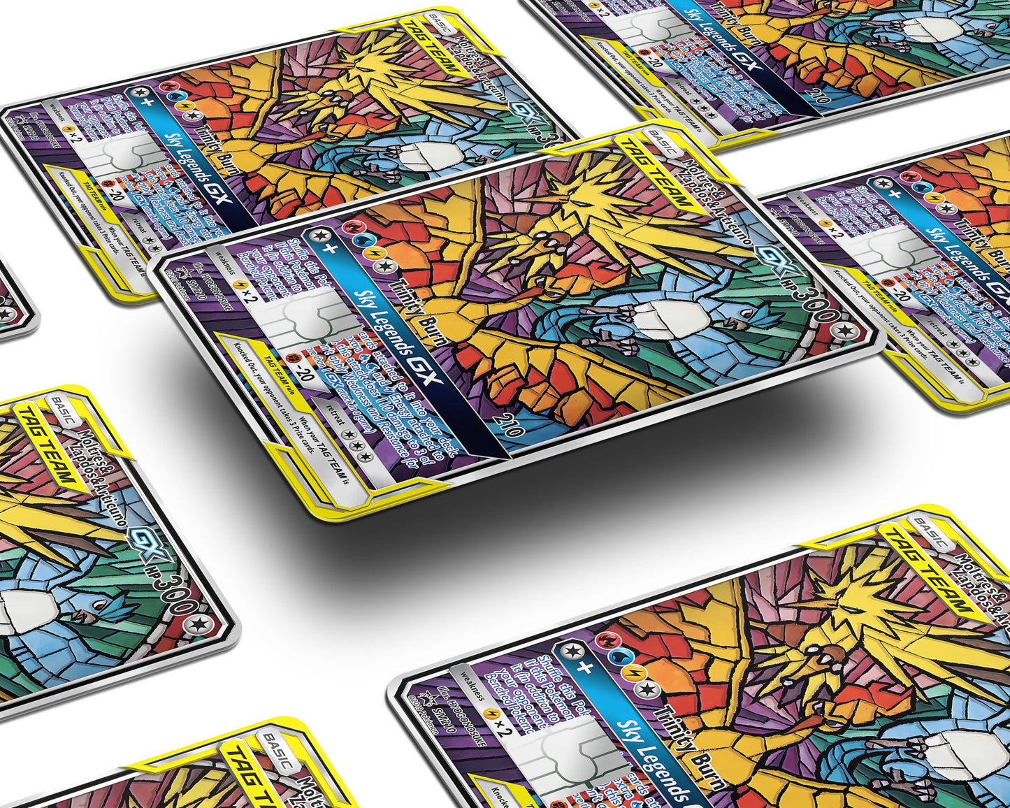 Anime Town Creations Credit Card Legendary Moltres Zapdos Articuno Pokemon Card Window Skins - Anime Pokemon Credit Card Skin