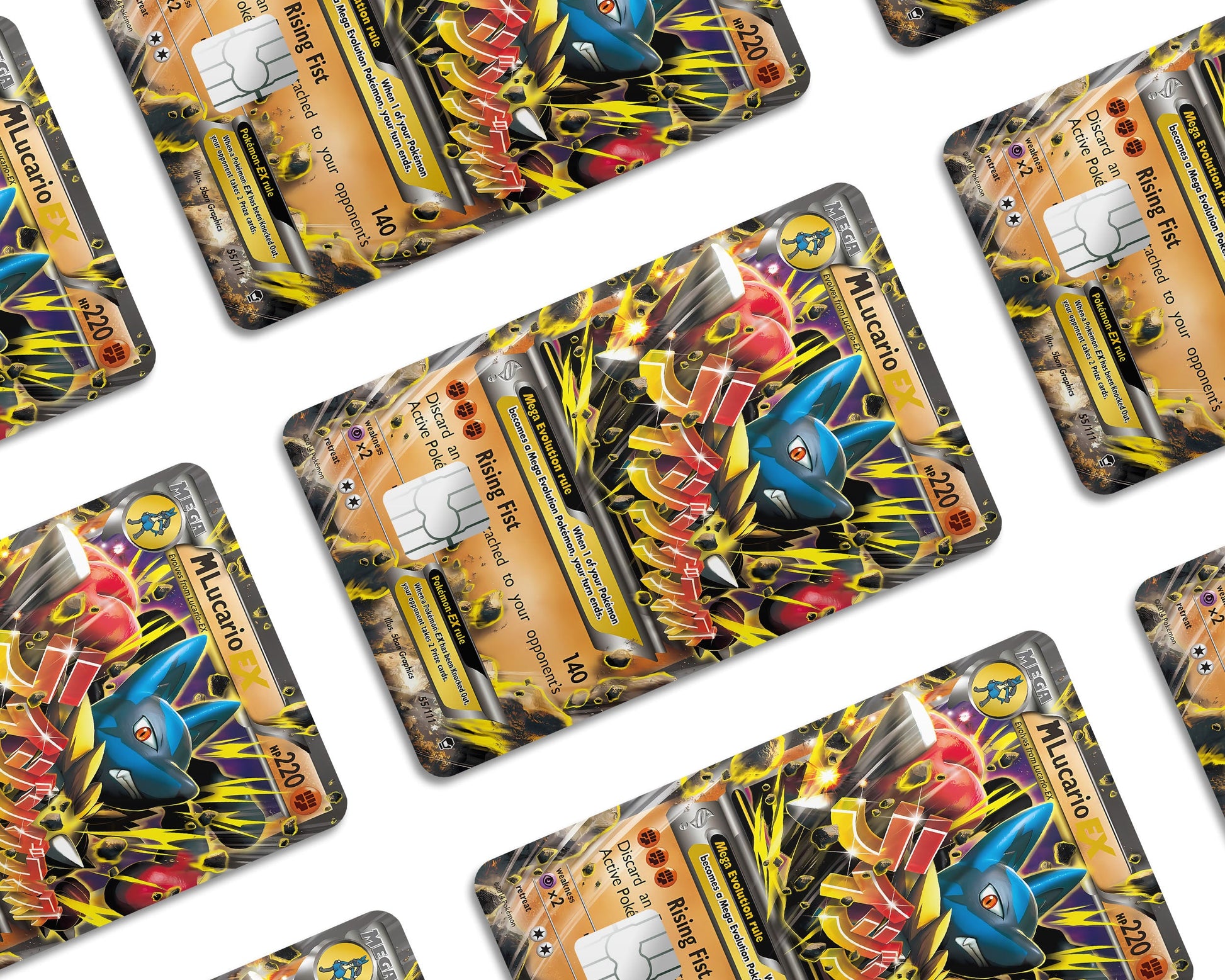 Anime Town Creations Credit Card Mega Lucario Pokemon Card Window Skins - Anime Pokemon Credit Card Skin