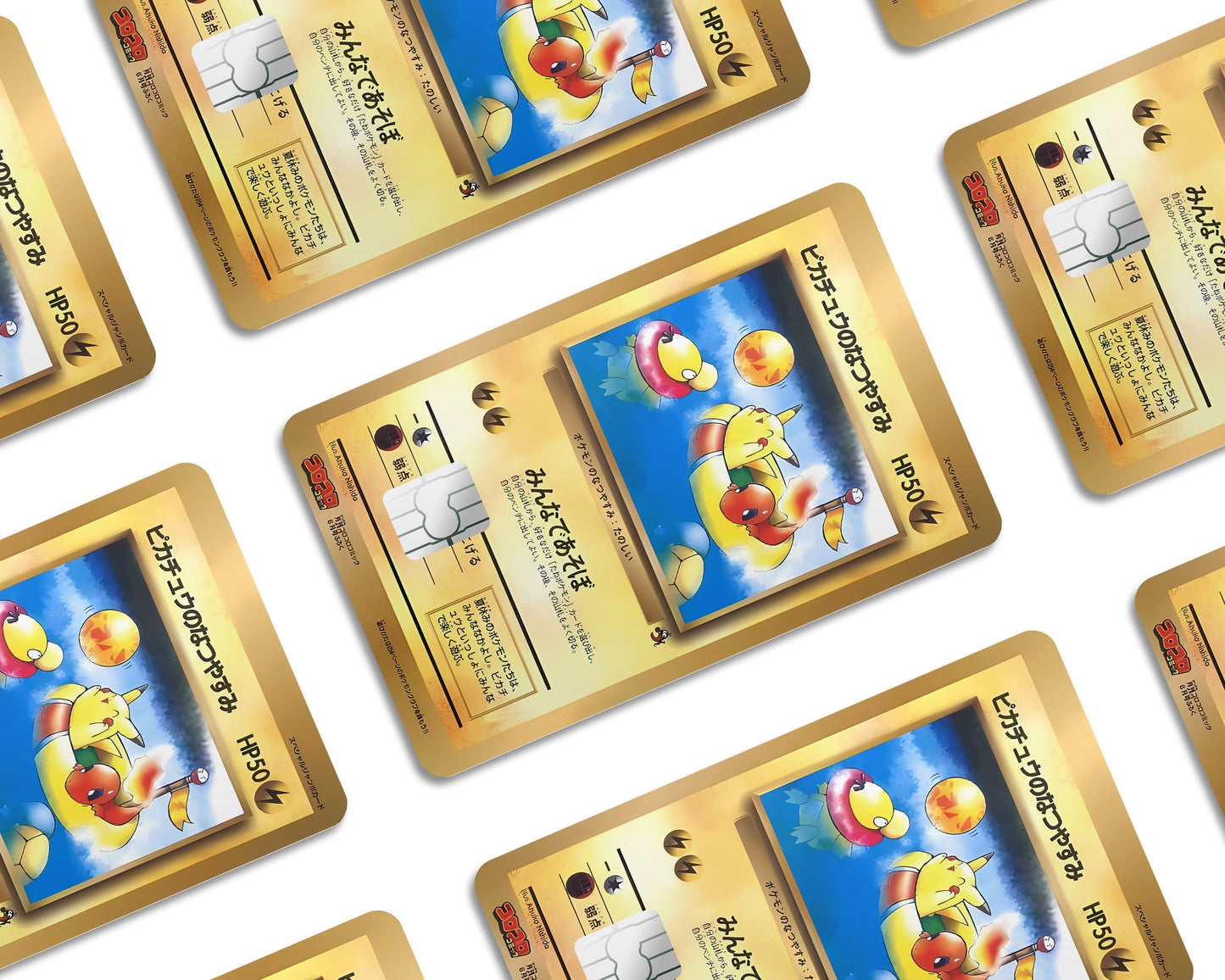 Anime Town Creations Credit Card Pikachu Summer Vacation JP Pokemon Card Window Skins - Anime Pokemon Credit Card Skin