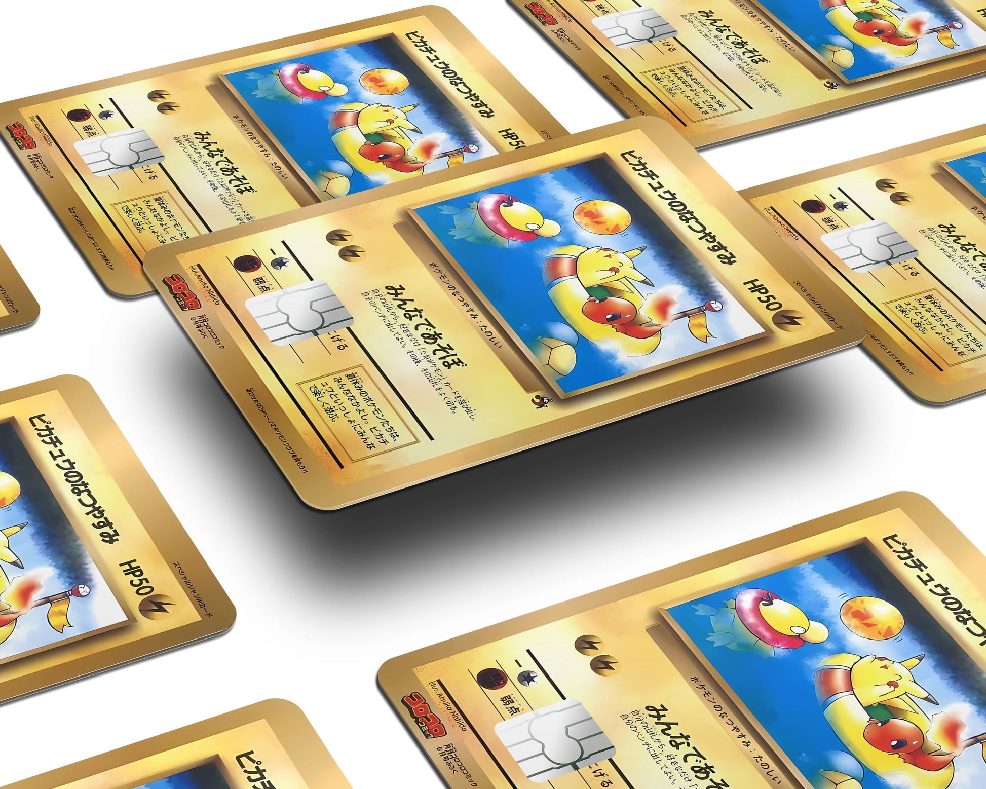 Anime Town Creations Credit Card Pikachu Summer Vacation JP Pokemon Card Window Skins - Anime Pokemon Credit Card Skin