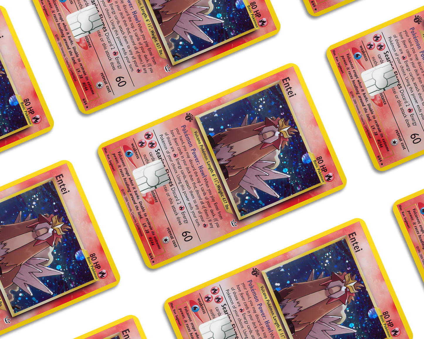 Anime Town Creations Credit Card Rare Entei Pokemon Card Window Skins - Anime Pokemon Credit Card Skin