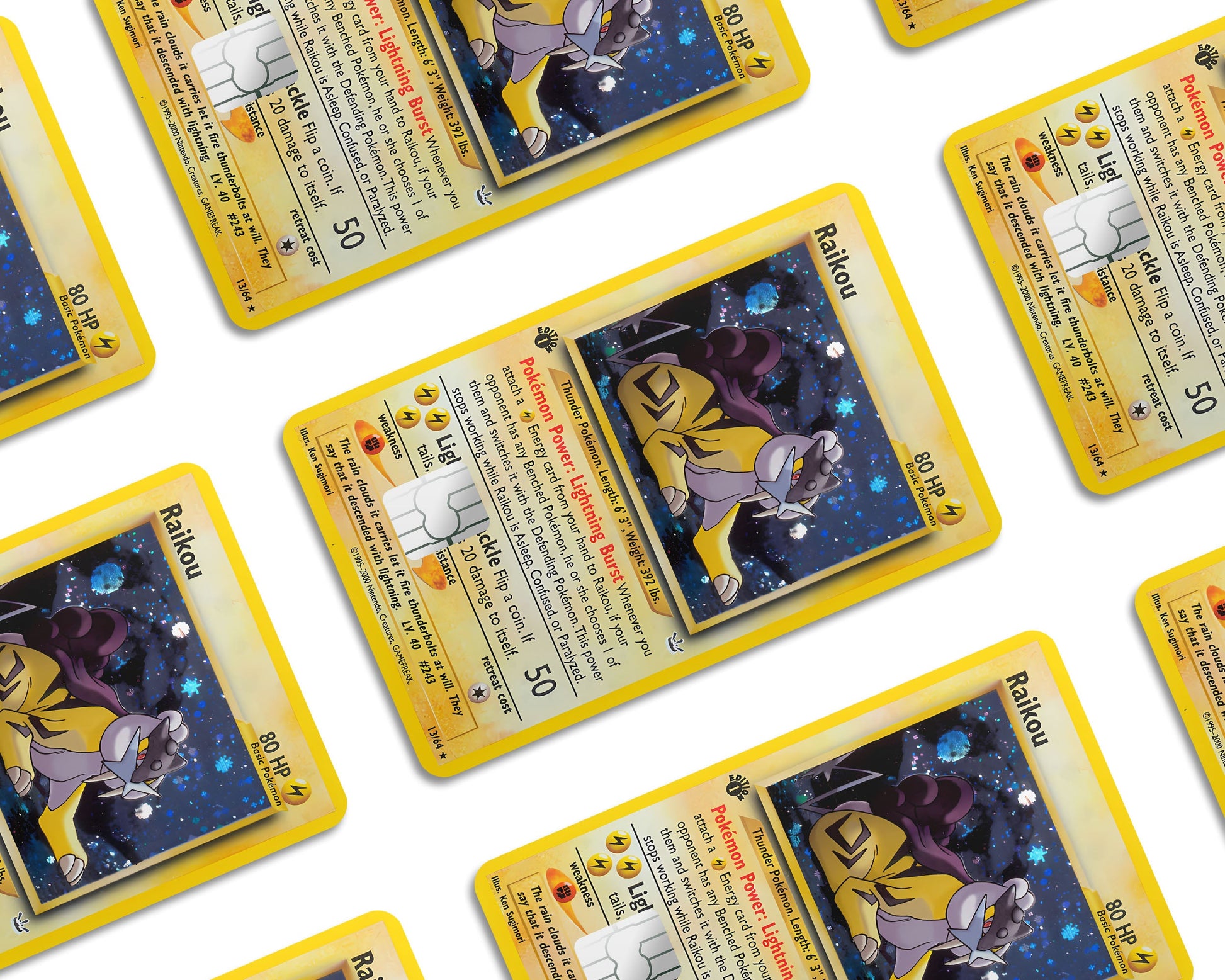 Anime Town Creations Credit Card Rare Raikou Pokemon Card Window Skins - Anime Pokemon Credit Card Skin