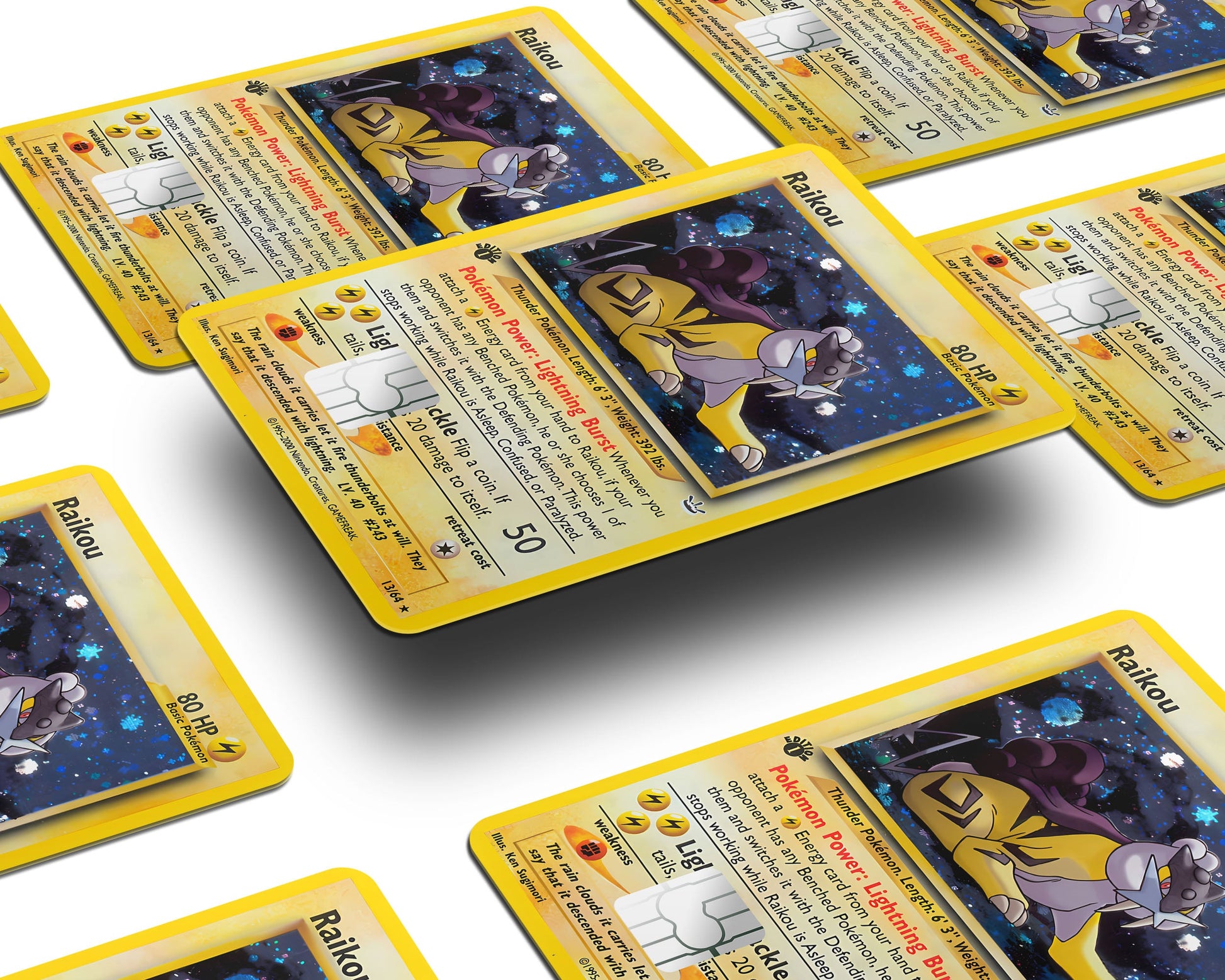Anime Town Creations Credit Card Rare Raikou Pokemon Card Window Skins - Anime Pokemon Credit Card Skin