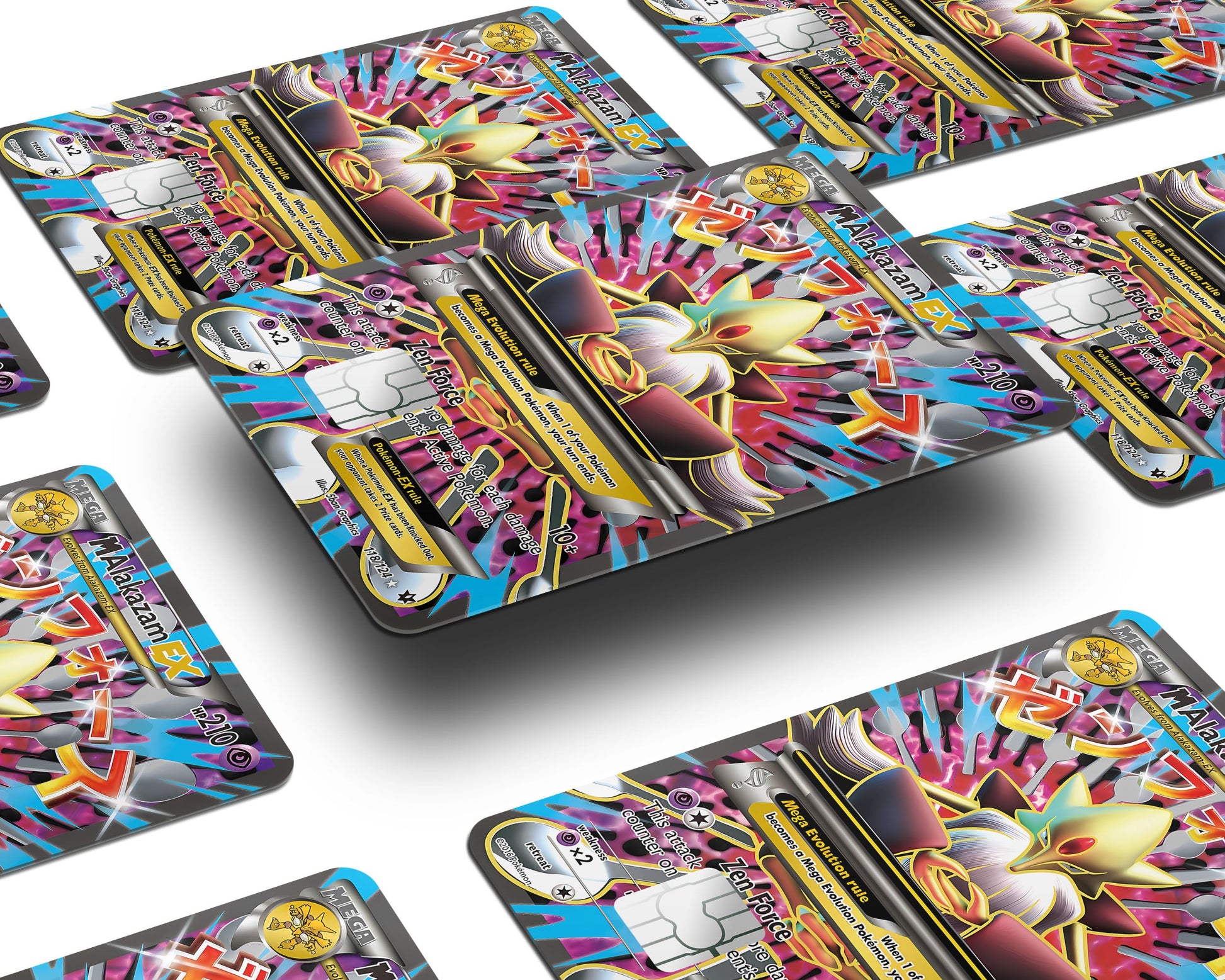 Anime Town Creations Credit Card Mega Alakazam Pokemon Card Window Skins - Anime Pokemon Credit Card Skin