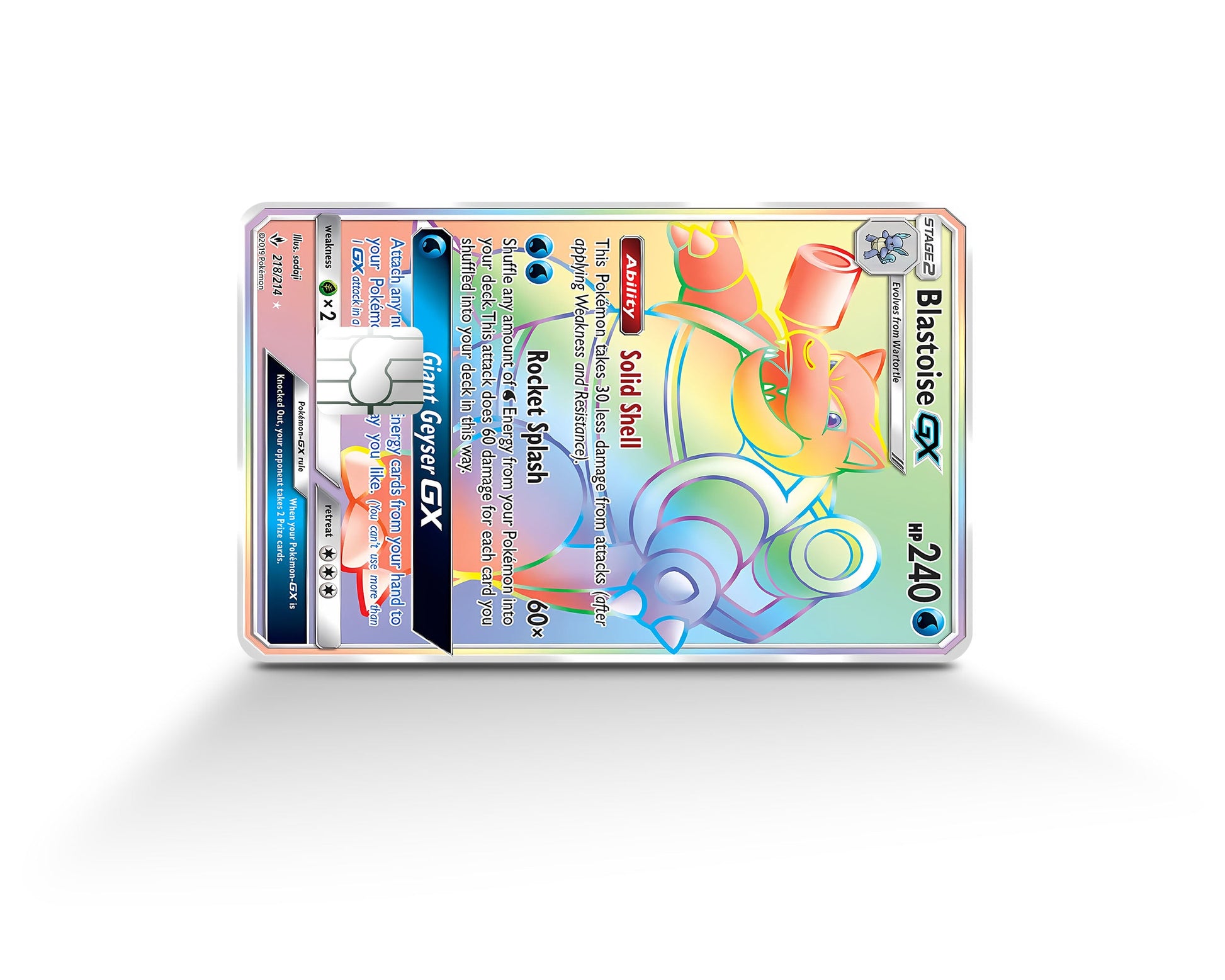 Anime Town Creations Credit Card Rainbow Blastoise Pokemon Card Full Skins - Anime Pokemon Credit Card Skin