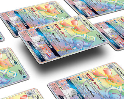 Anime Town Creations Credit Card Rainbow Blastoise Pokemon Card Window Skins - Anime Pokemon Credit Card Skin