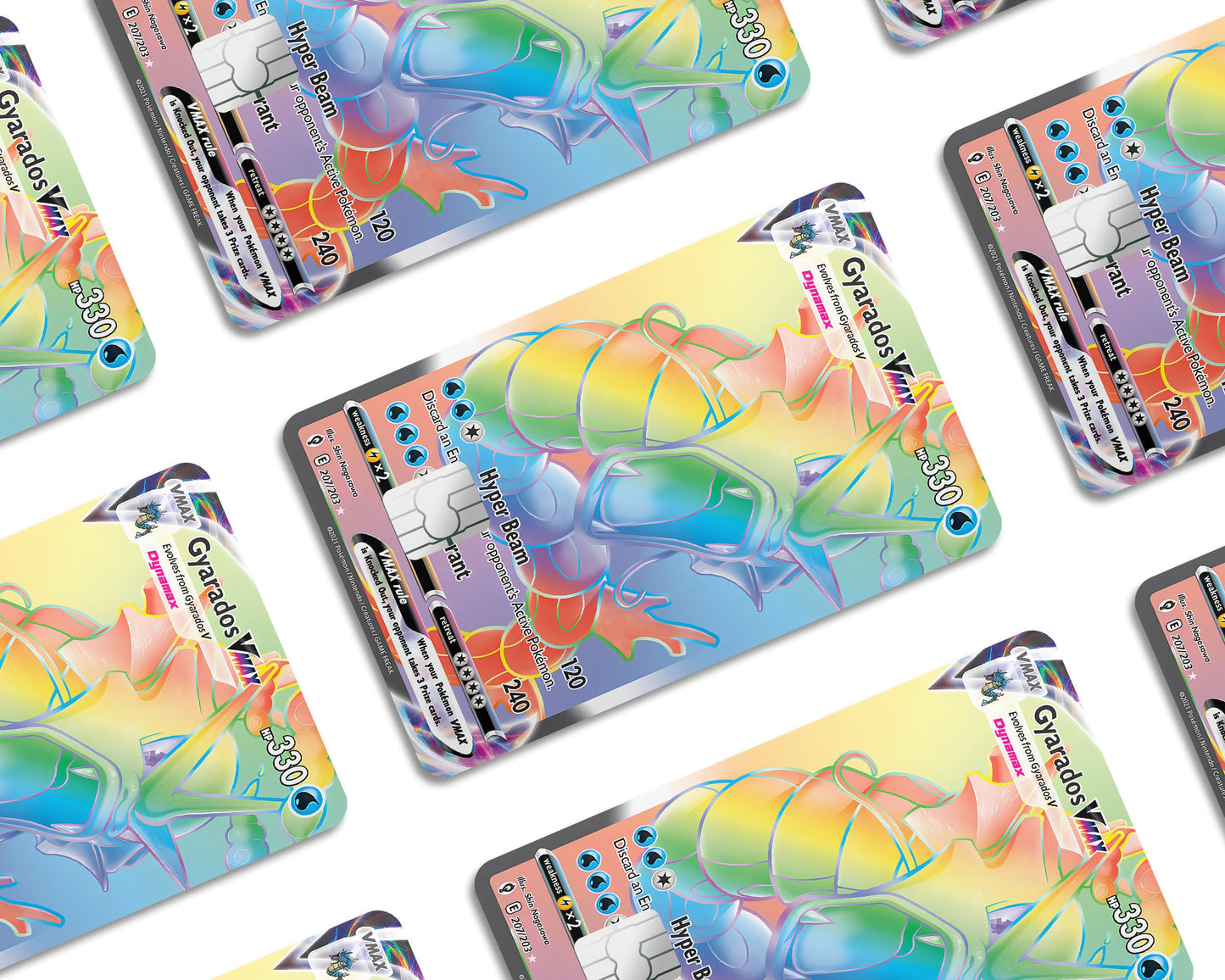 Anime Town Creations Credit Card Rainbow Gyarados Pokemon Card Window Skins - Anime Pokemon Credit Card Skin