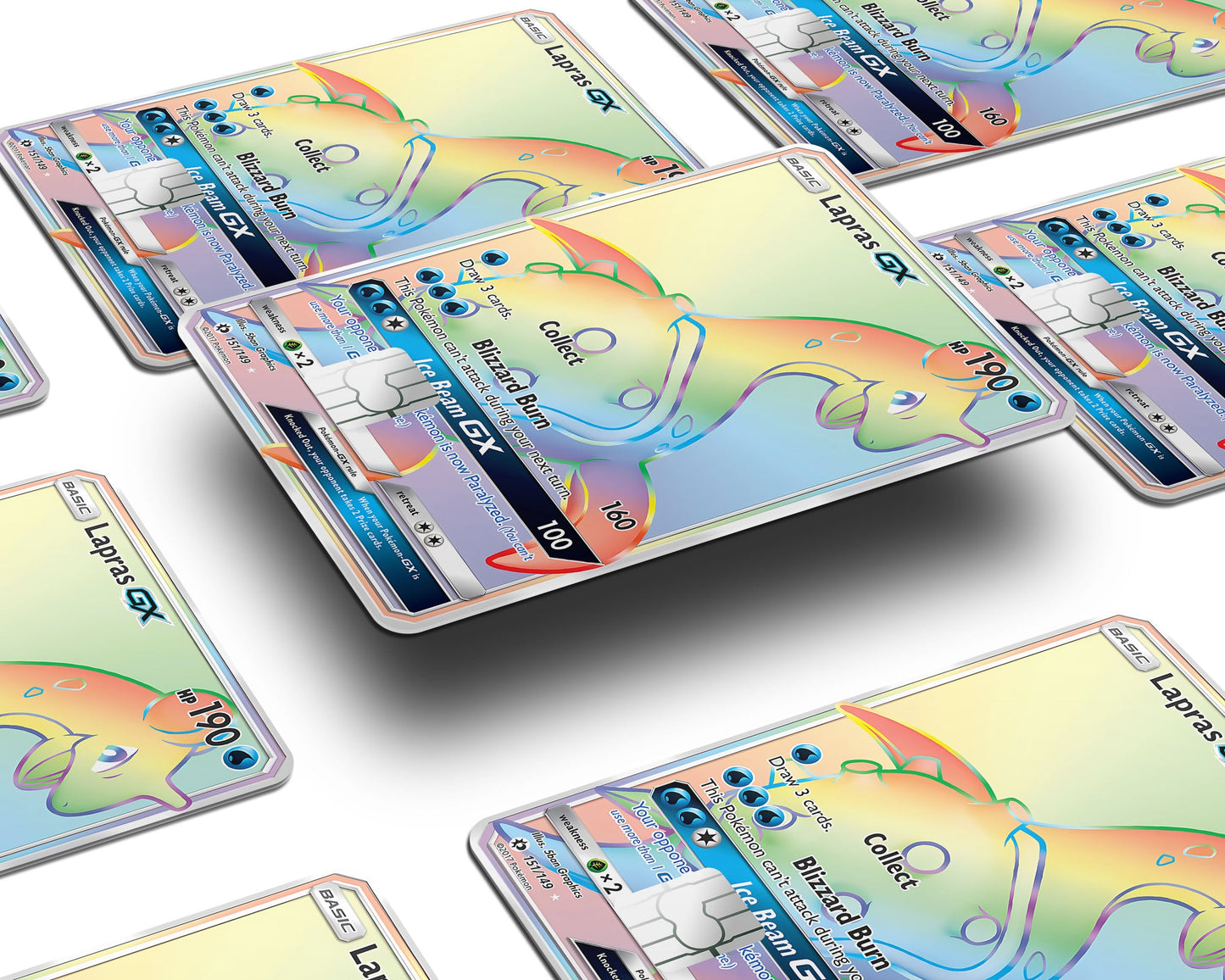 Anime Town Creations Credit Card Rainbow Lapras Pokemon Card Window Skins - Anime Pokemon Credit Card Skin