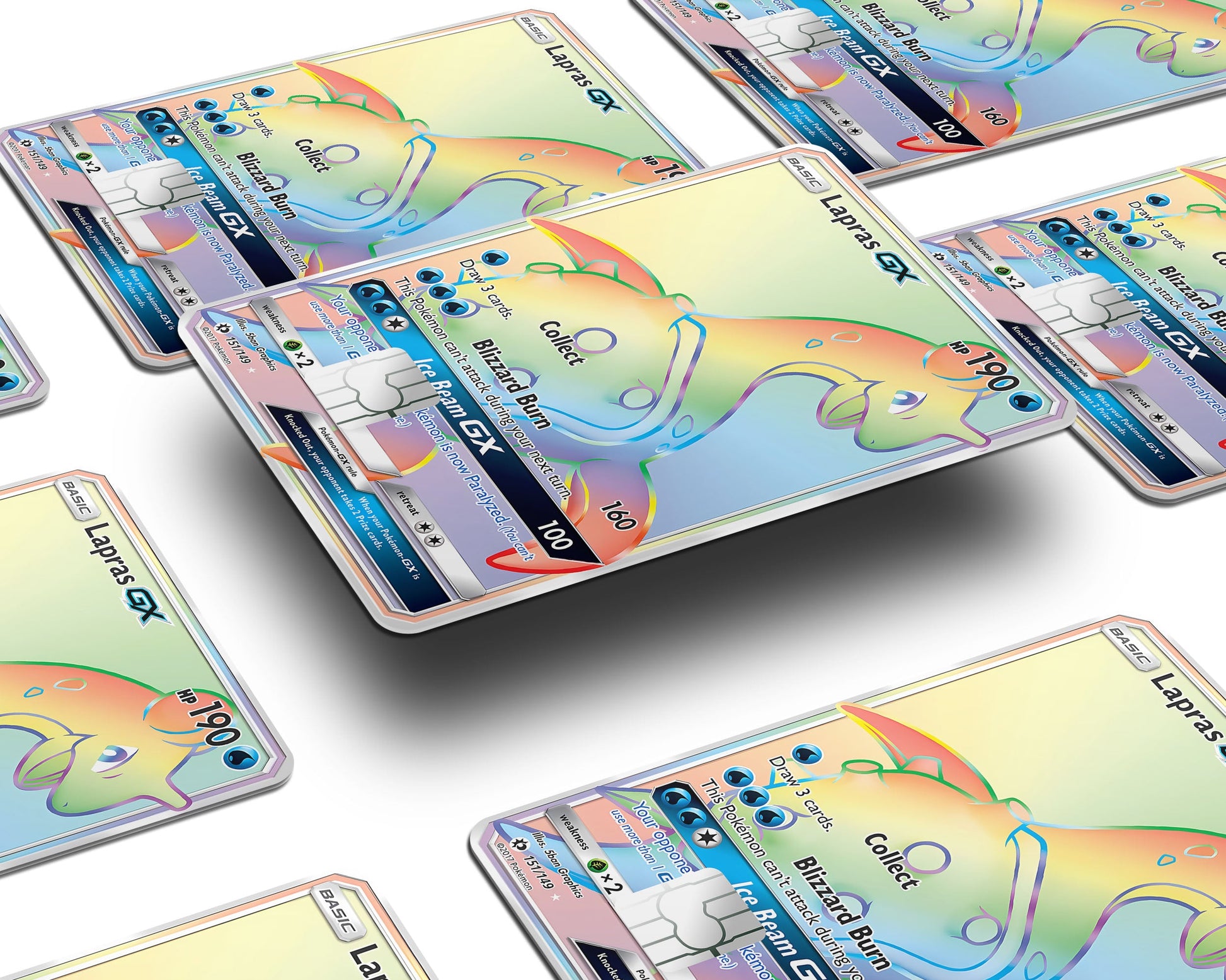 Anime Town Creations Credit Card Rainbow Lapras Pokemon Card Window Skins - Anime Pokemon Credit Card Skin
