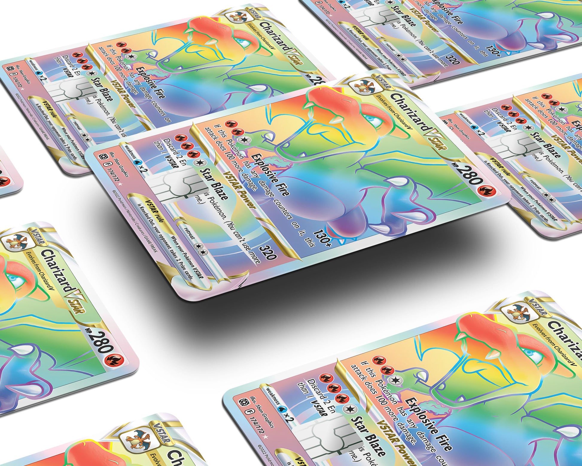 Anime Town Creations Credit Card Rainbow Mega Charizard Pokemon Card Window Skins - Anime Pokemon Credit Card Skin