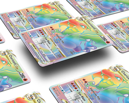 Anime Town Creations Credit Card Rainbow Mega Charizard Pokemon Card Window Skins - Anime Pokemon Credit Card Skin