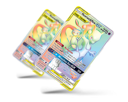 Anime Town Creations Credit Card Rainbow Mewtwo & Mew Pokemon Card Full Skins - Anime Pokemon Credit Card Skin