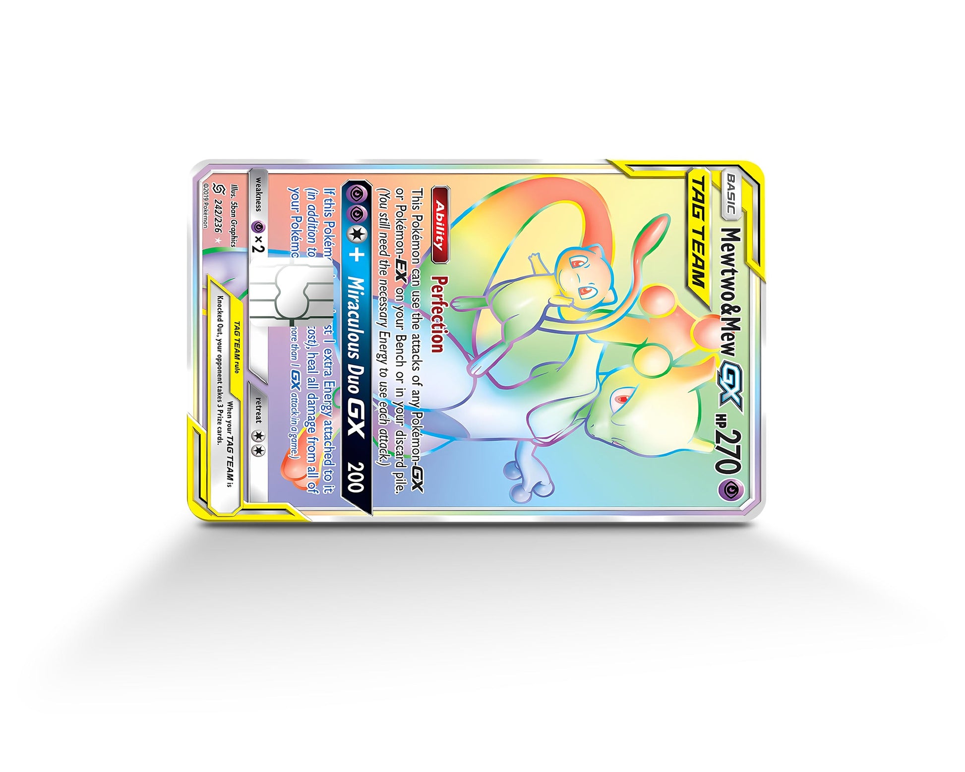 Anime Town Creations Credit Card Rainbow Mewtwo & Mew Pokemon Card Full Skins - Anime Pokemon Credit Card Skin