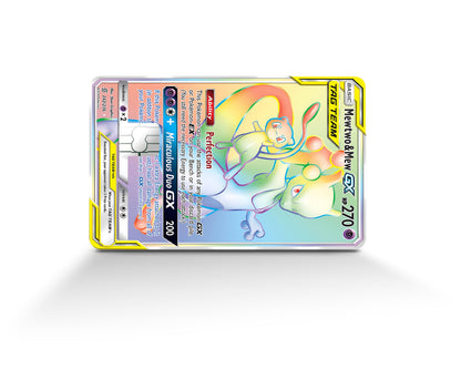Anime Town Creations Credit Card Rainbow Mewtwo & Mew Pokemon Card Full Skins - Anime Pokemon Credit Card Skin