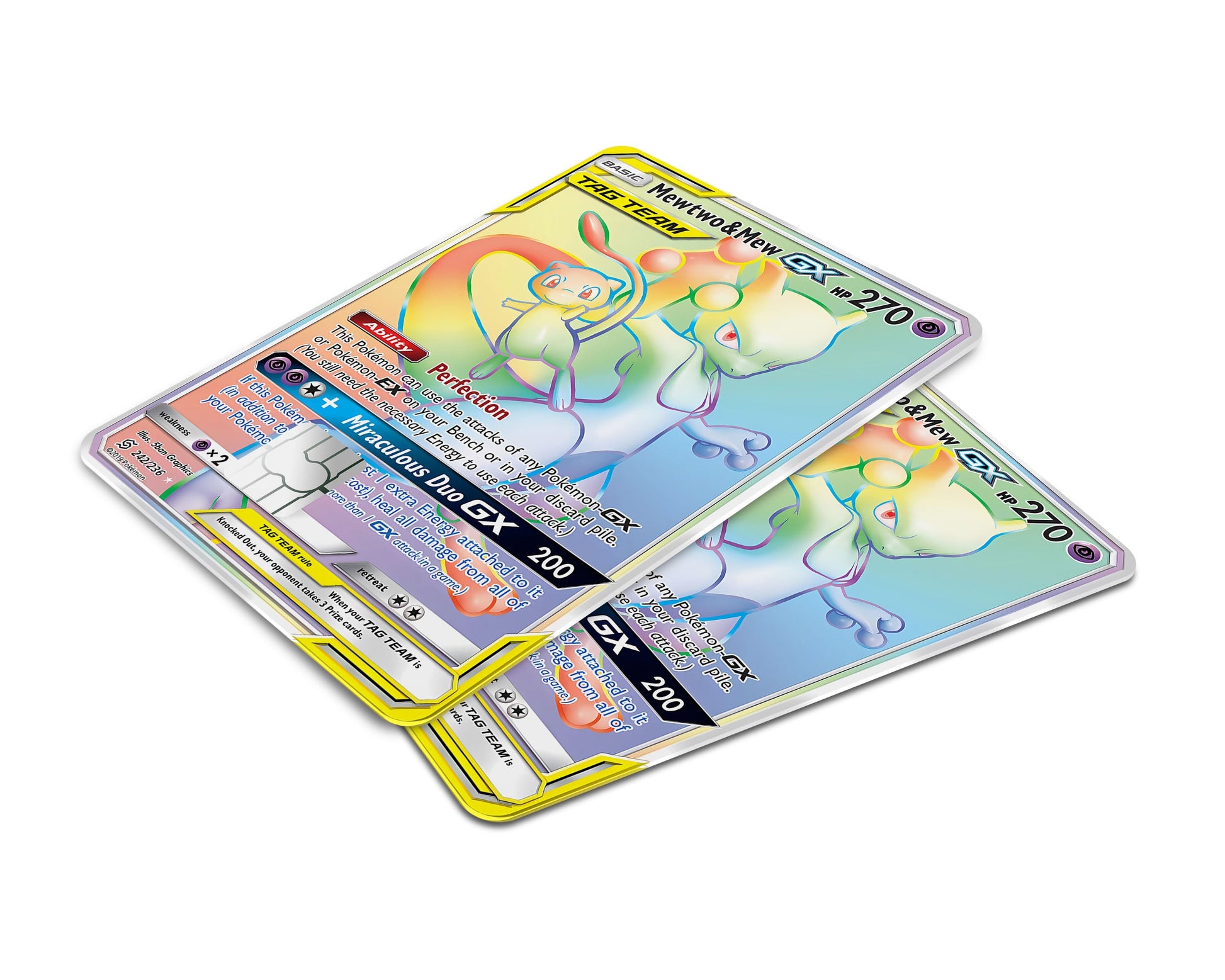 Anime Town Creations Credit Card Rainbow Mewtwo & Mew Pokemon Card Window Skins - Anime Pokemon Credit Card Skin