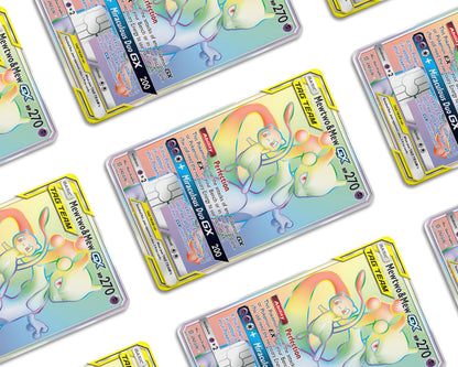 Anime Town Creations Credit Card Rainbow Mewtwo & Mew Pokemon Card Window Skins - Anime Pokemon Credit Card Skin