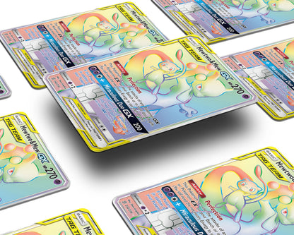 Anime Town Creations Credit Card Rainbow Mewtwo & Mew Pokemon Card Window Skins - Anime Pokemon Credit Card Skin