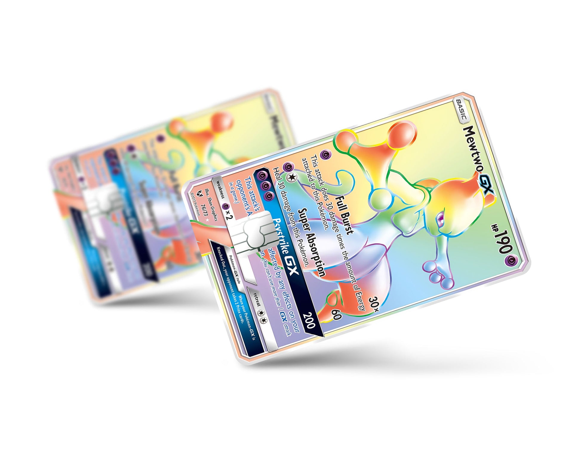 Anime Town Creations Credit Card Rainbow Mewtwo Pokemon Card Full Skins - Anime Pokemon Credit Card Skin
