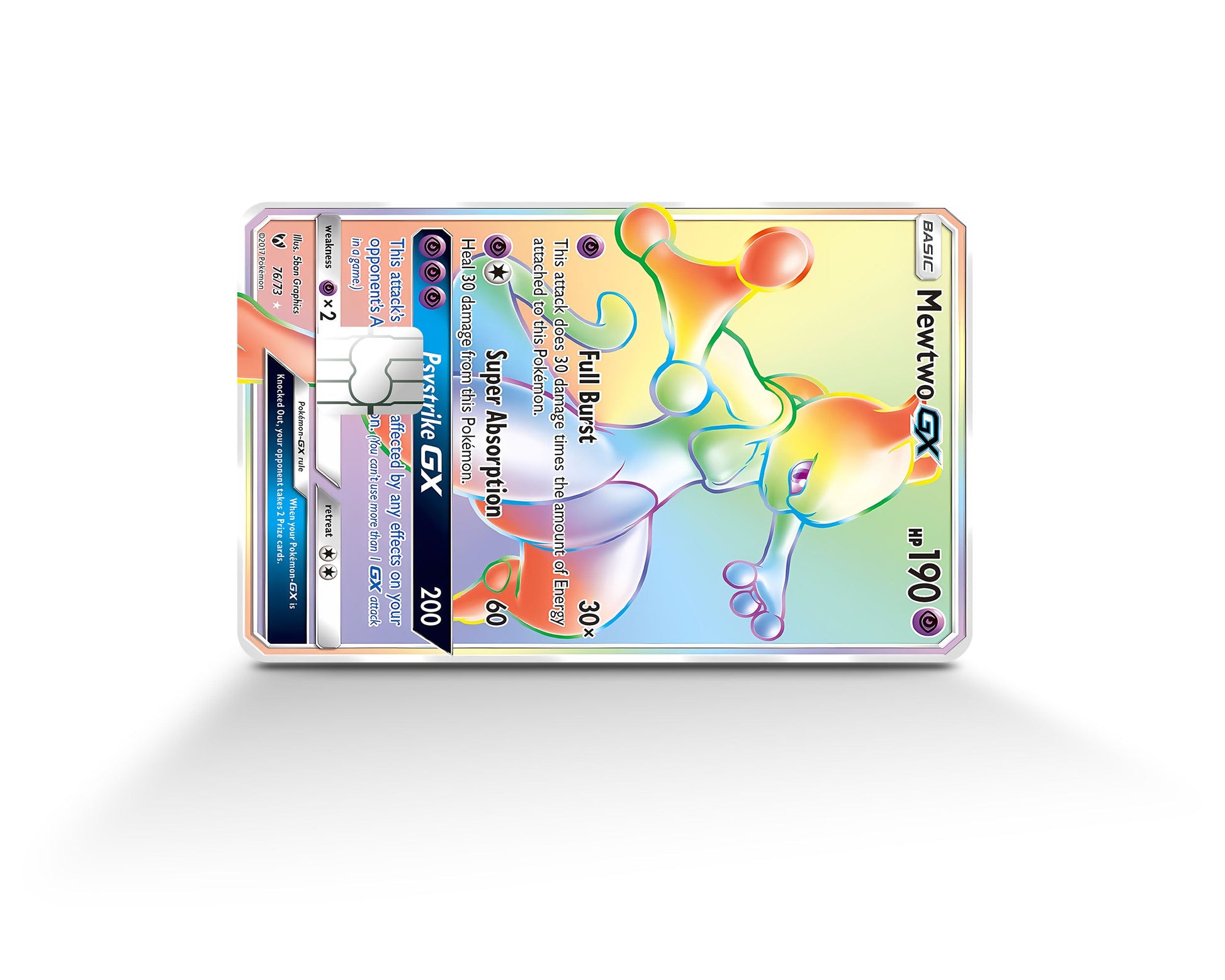Anime Town Creations Credit Card Rainbow Mewtwo Pokemon Card Full Skins - Anime Pokemon Credit Card Skin
