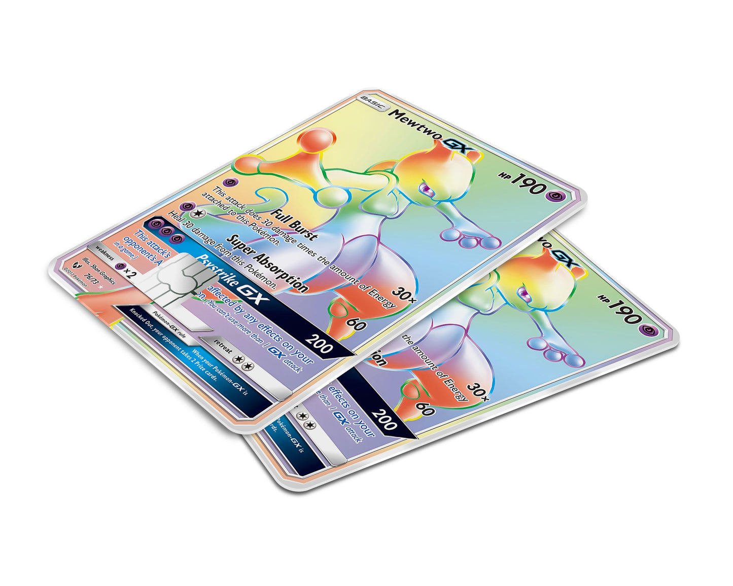 Anime Town Creations Credit Card Rainbow Mewtwo Pokemon Card Window Skins - Anime Pokemon Credit Card Skin
